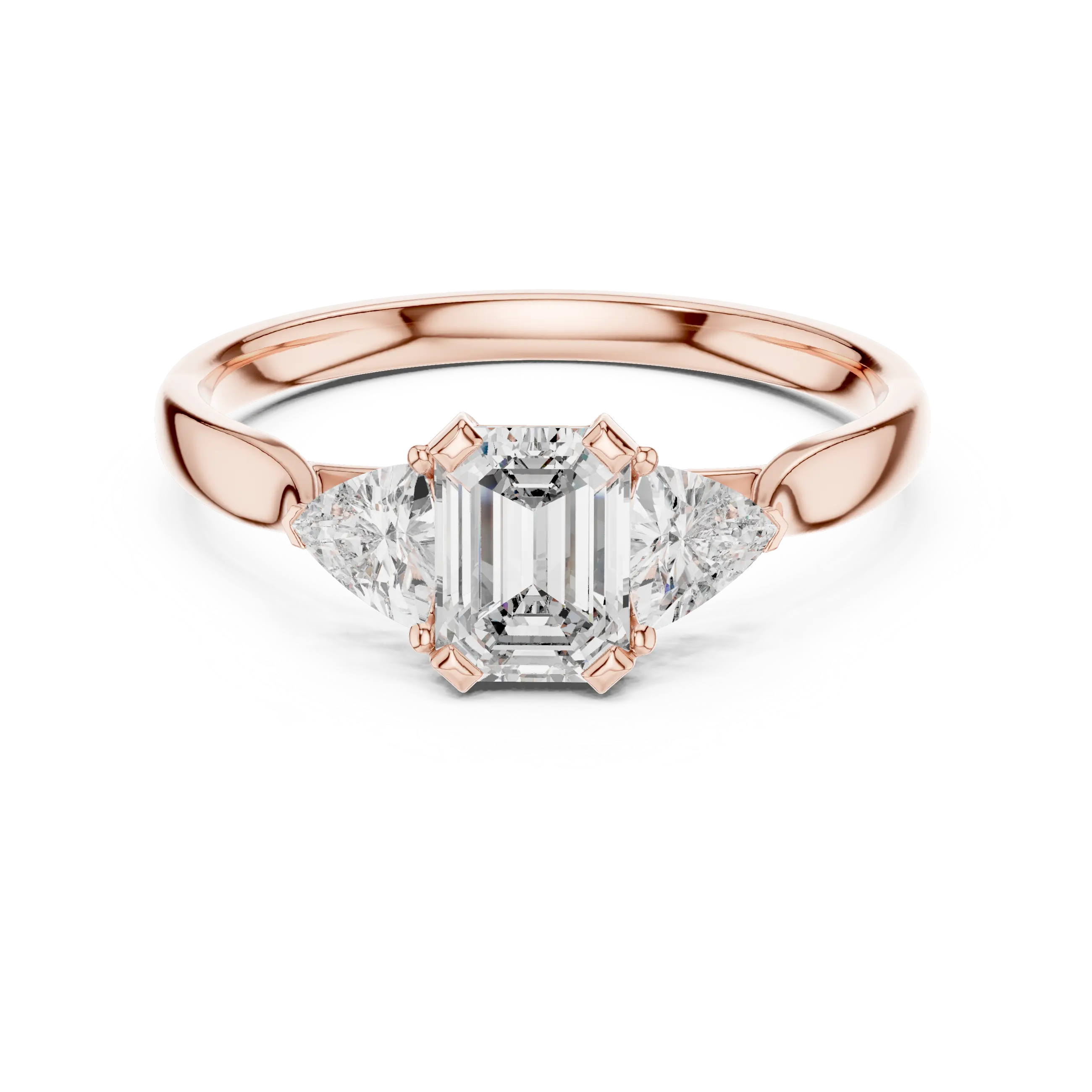 MJR081 - Emerald Center Three Stone Ring with Trapezoid Sides