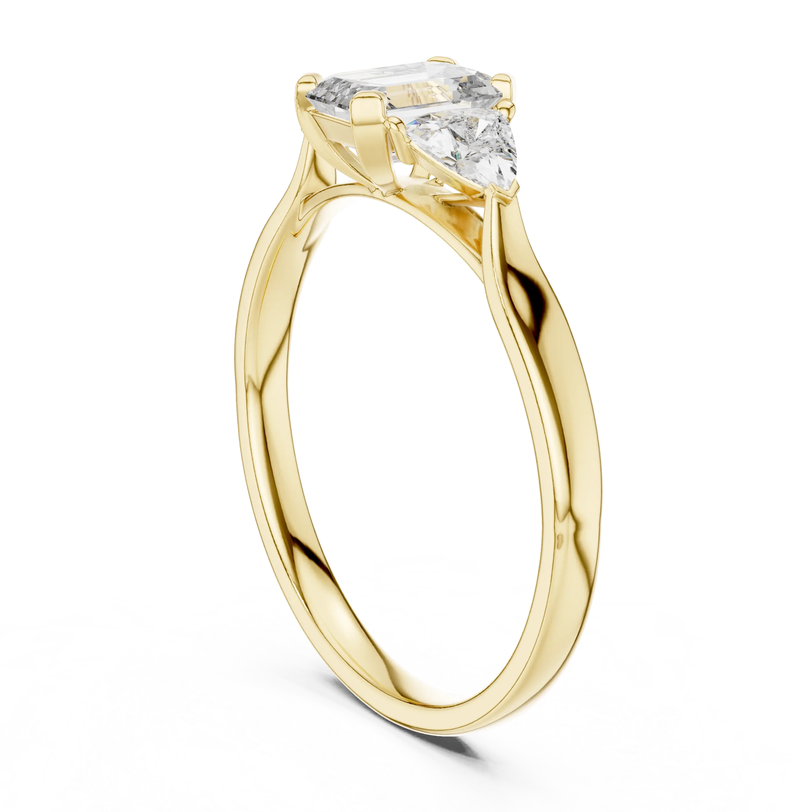 MJR081 - Emerald Center Three Stone Ring with Trapezoid Sides