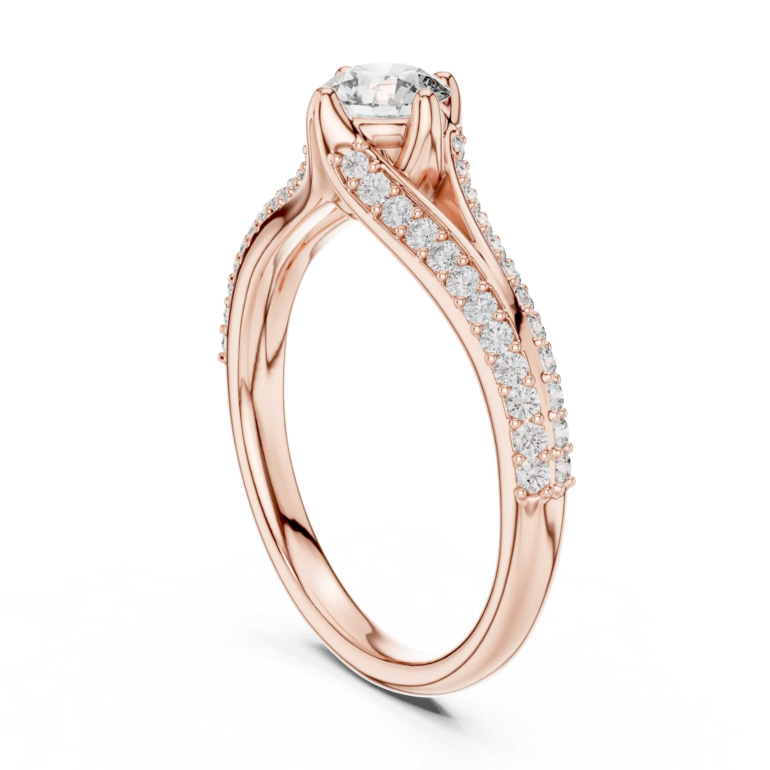 MJCLS1 - Compass Prong Round Solitaire with Woven Accents