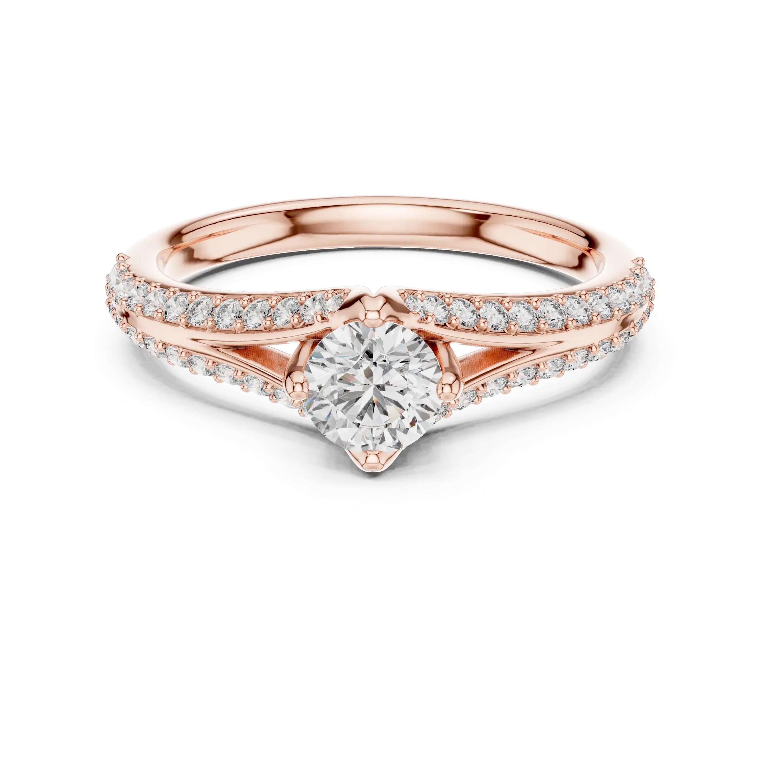MJCLS1 - Compass Prong Round Solitaire with Woven Accents