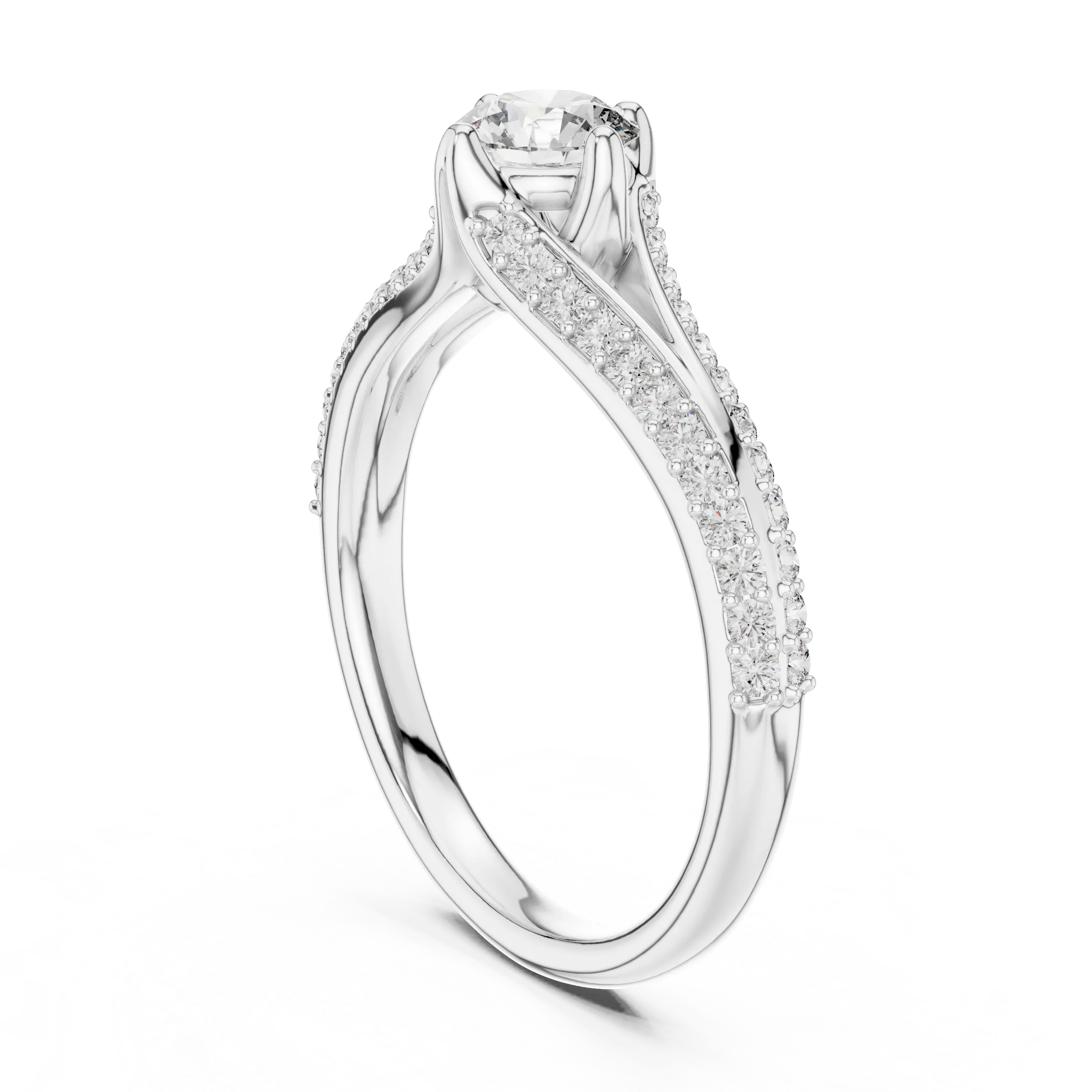 MJCLS1 - Compass Prong Round Solitaire with Woven Accents