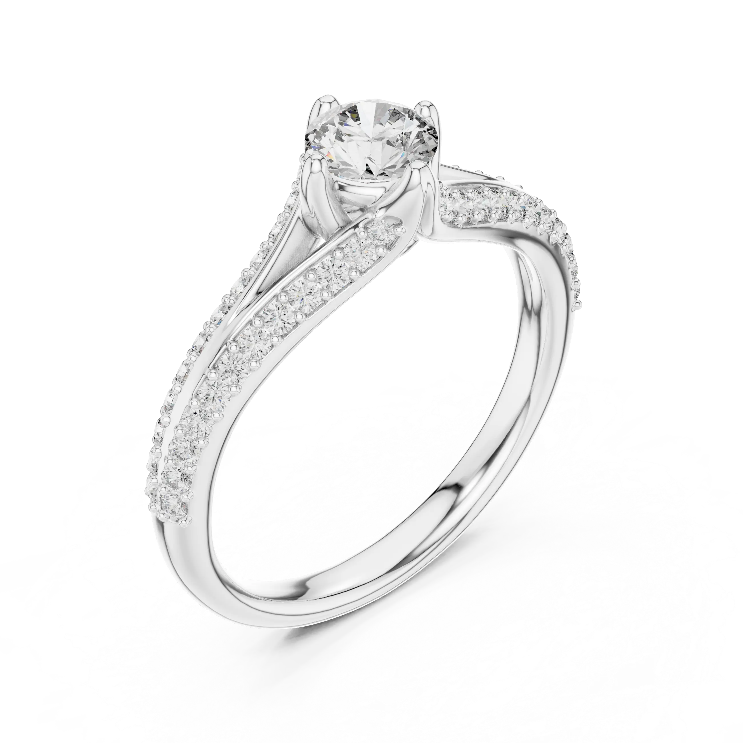 MJCLS1 - Compass Prong Round Solitaire with Woven Accents