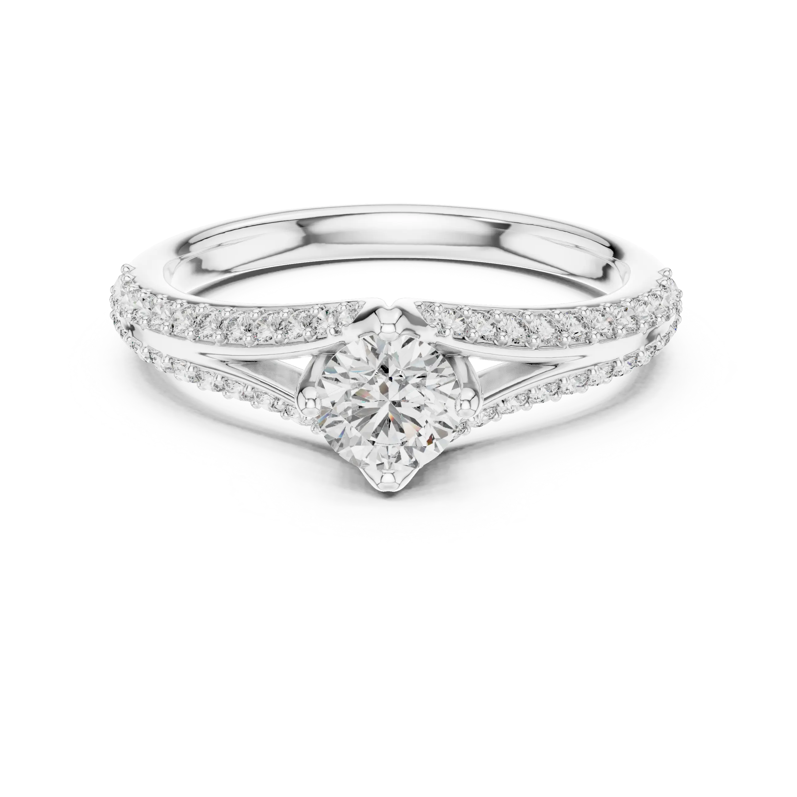 MJCLS1 - Compass Prong Round Solitaire with Woven Accents