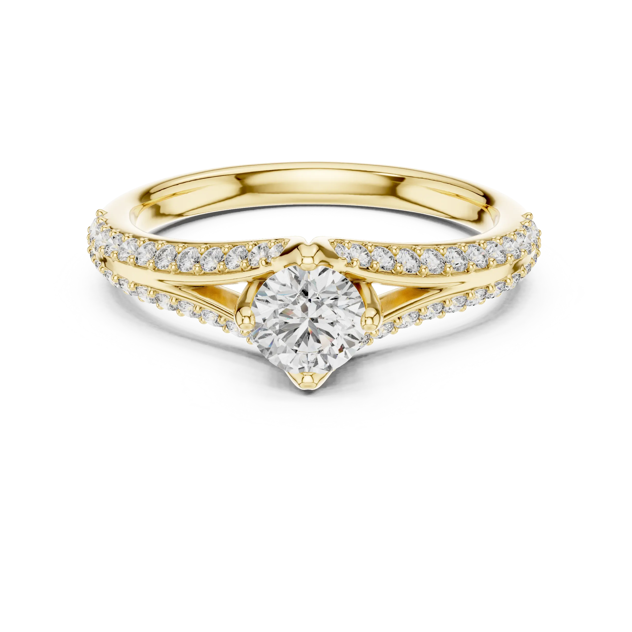 MJCLS1 - Compass Prong Round Solitaire with Woven Accents