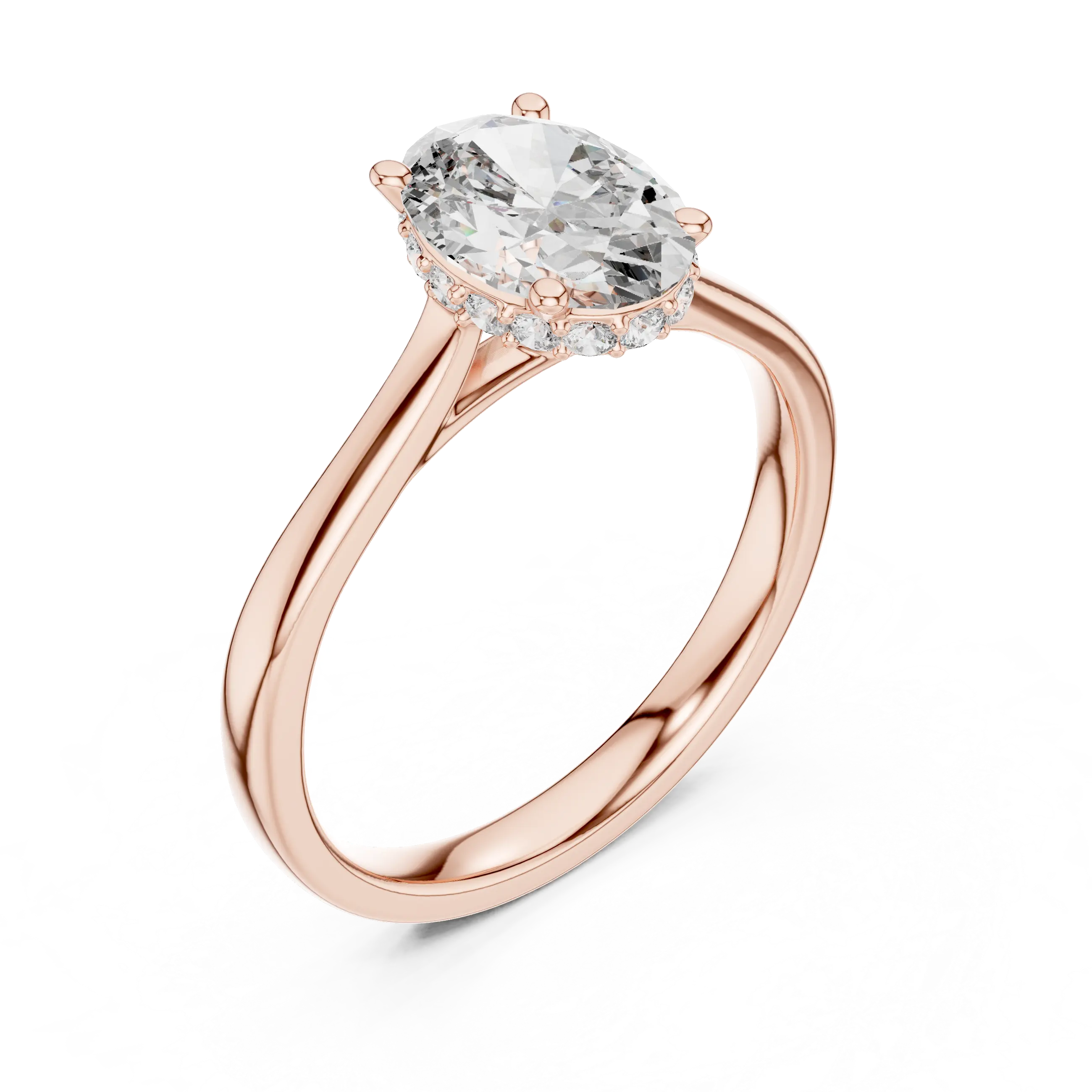 MJR080 - Underside Diamond Accent Oval Cut Solitaire