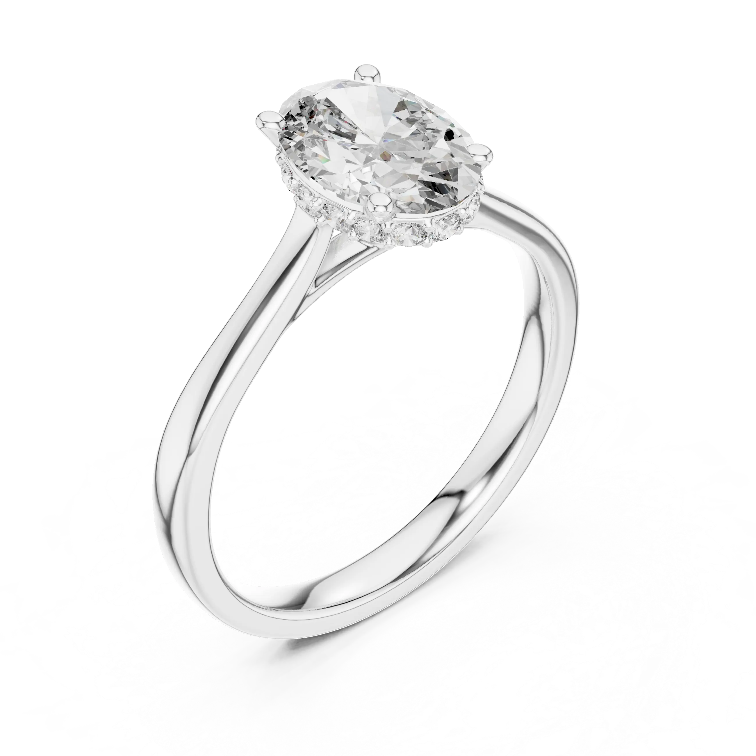 MJR080 - Underside Diamond Accent Oval Cut Solitaire