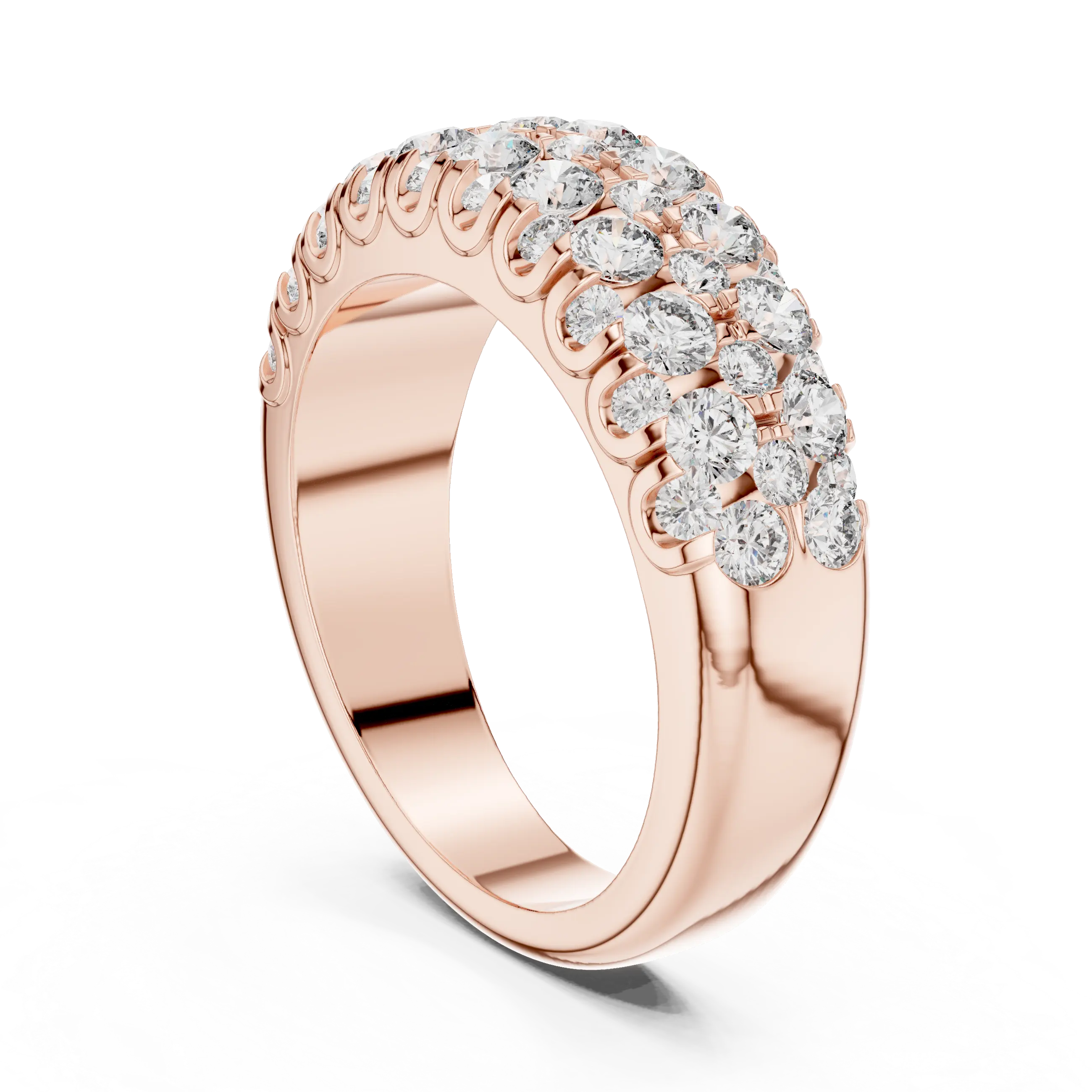 MJR041 - Round Multi Row Micro Pavé Statement Ring