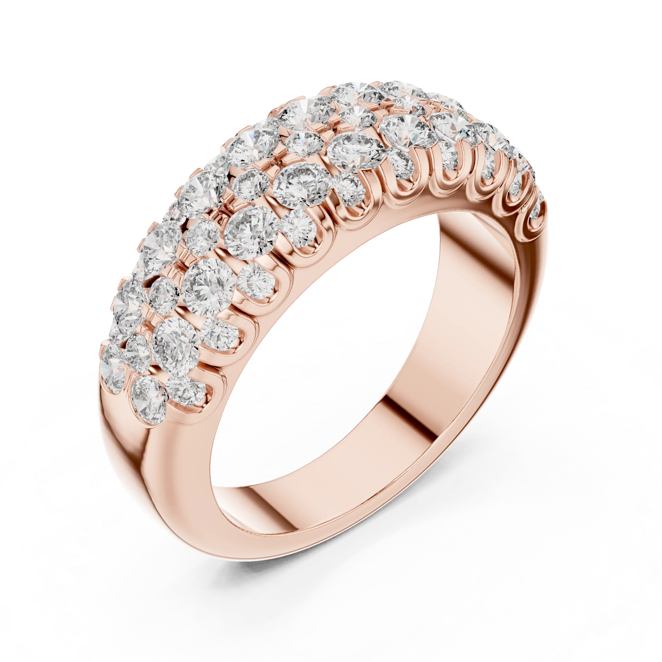 MJR041 - Round Multi Row Micro Pavé Statement Ring
