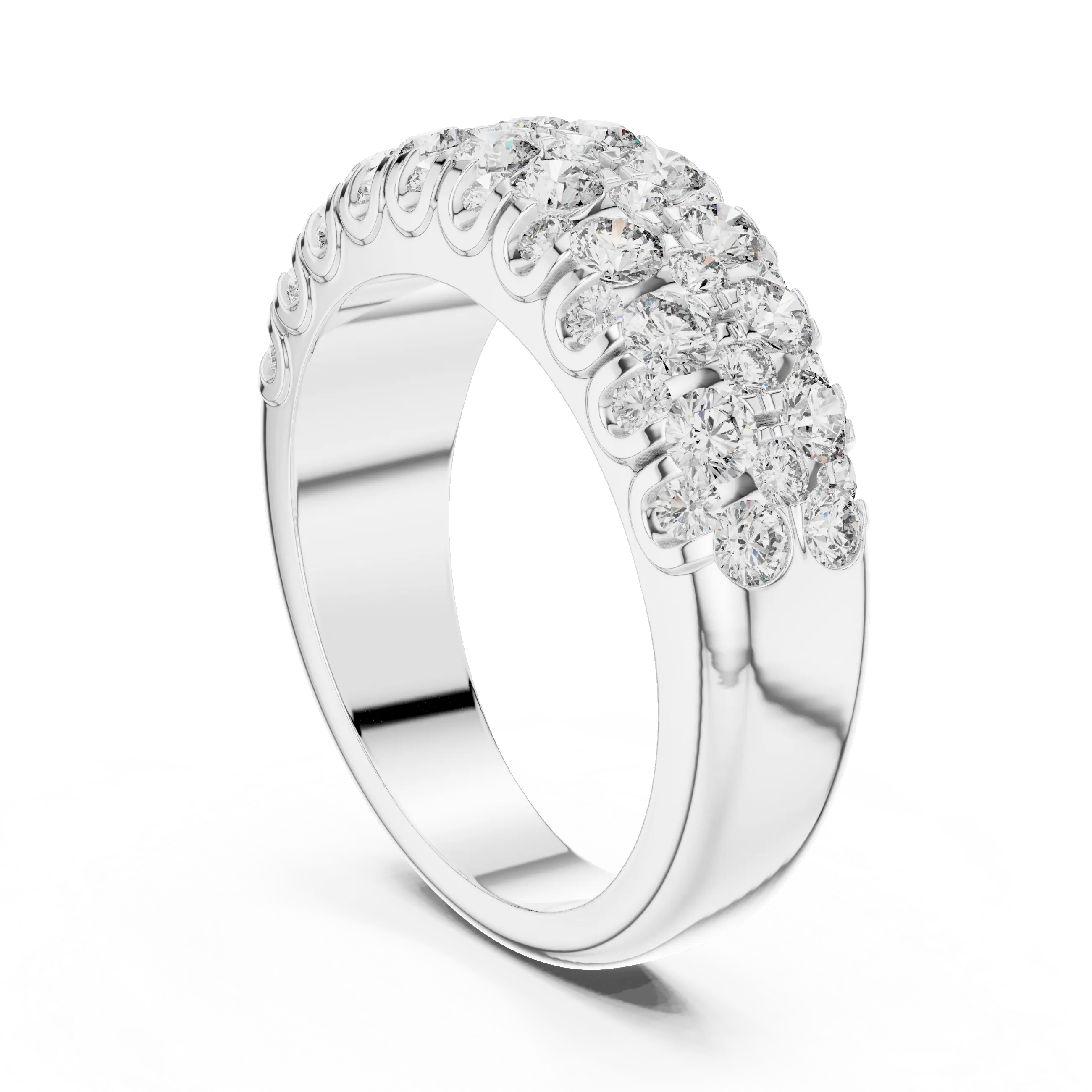 MJR041 - Round Multi Row Micro Pavé Statement Ring
