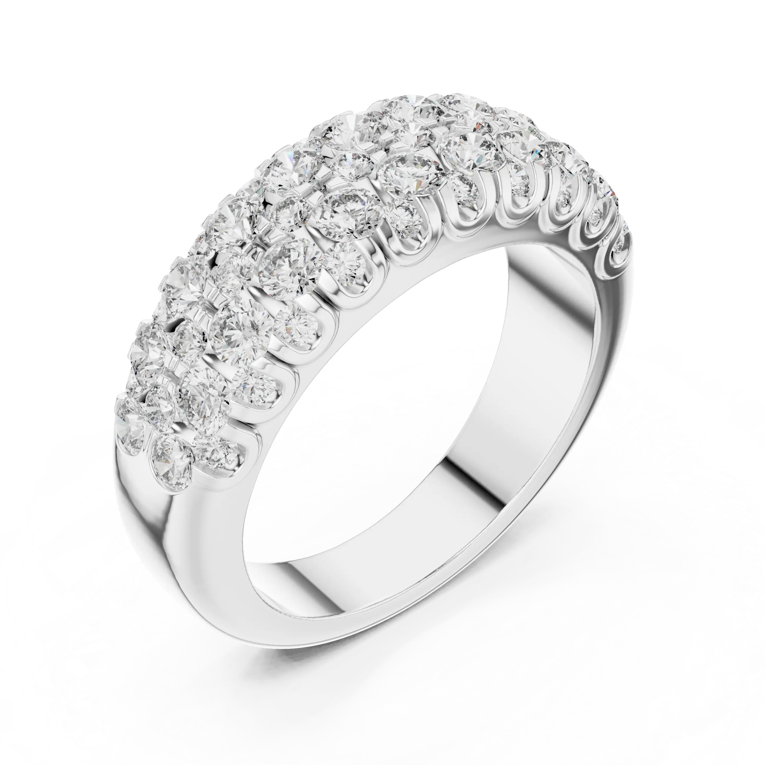 MJR041 - Round Multi Row Micro Pavé Statement Ring