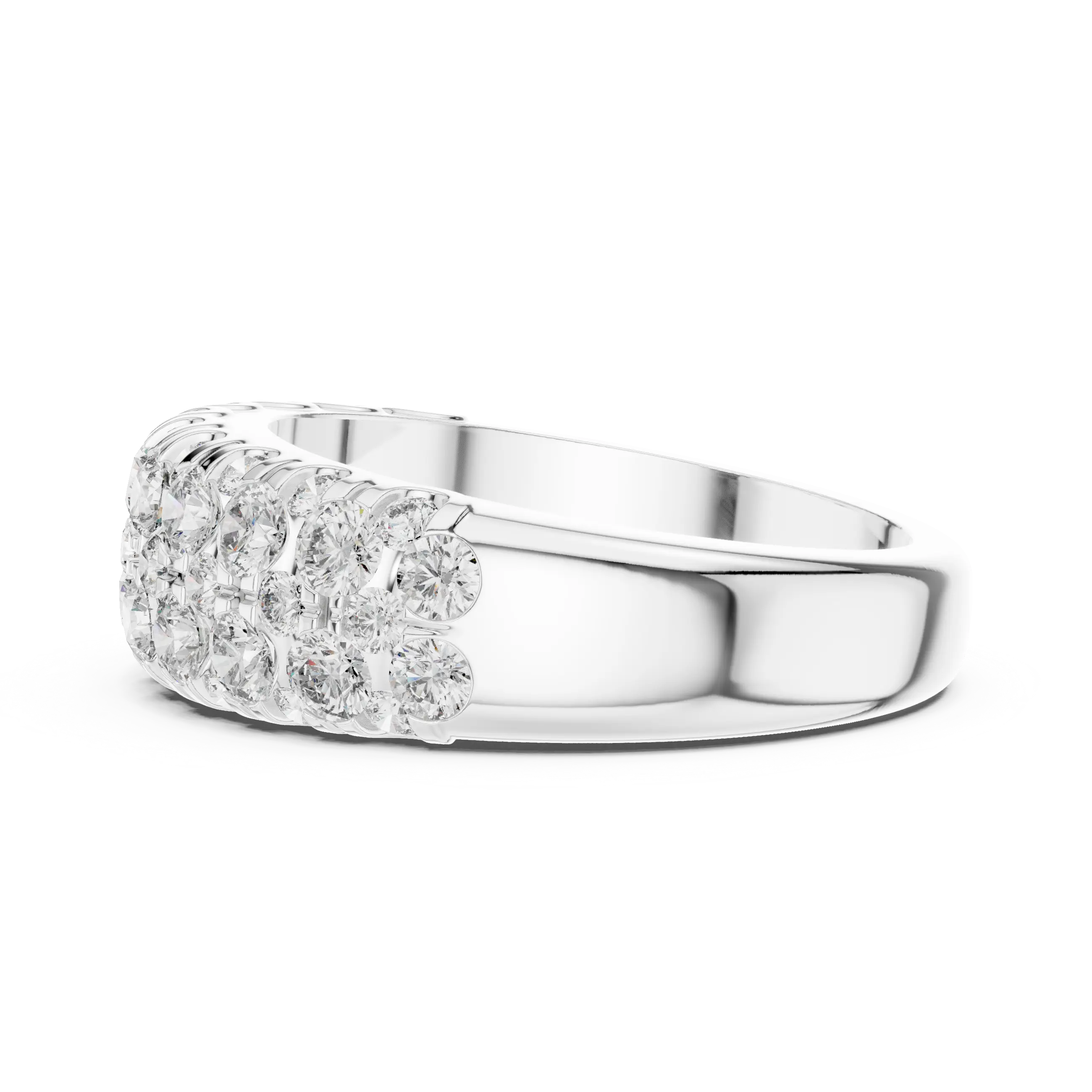 MJR041 - Round Multi Row Micro Pavé Statement Ring