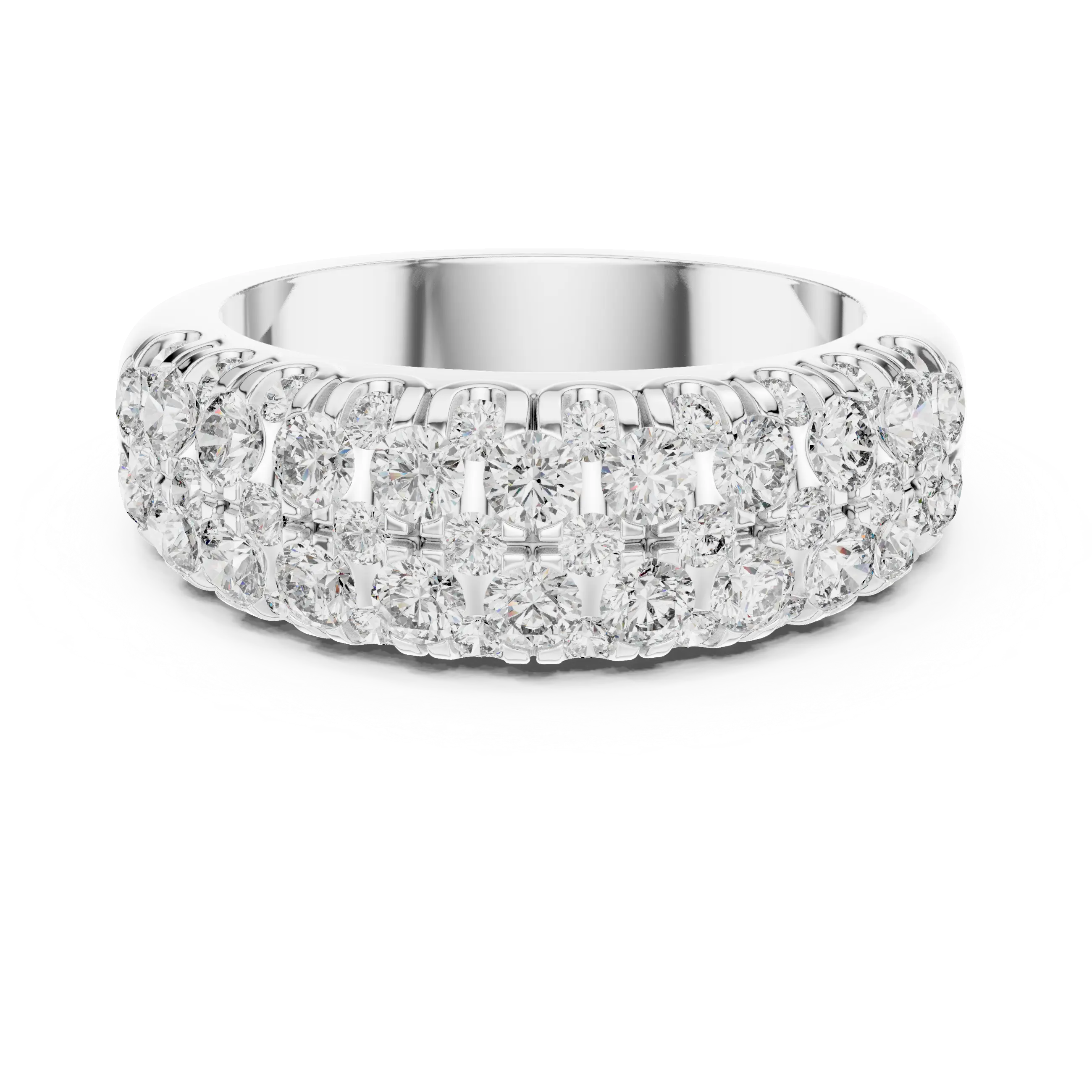 MJR041 - Round Multi Row Micro Pavé Statement Ring