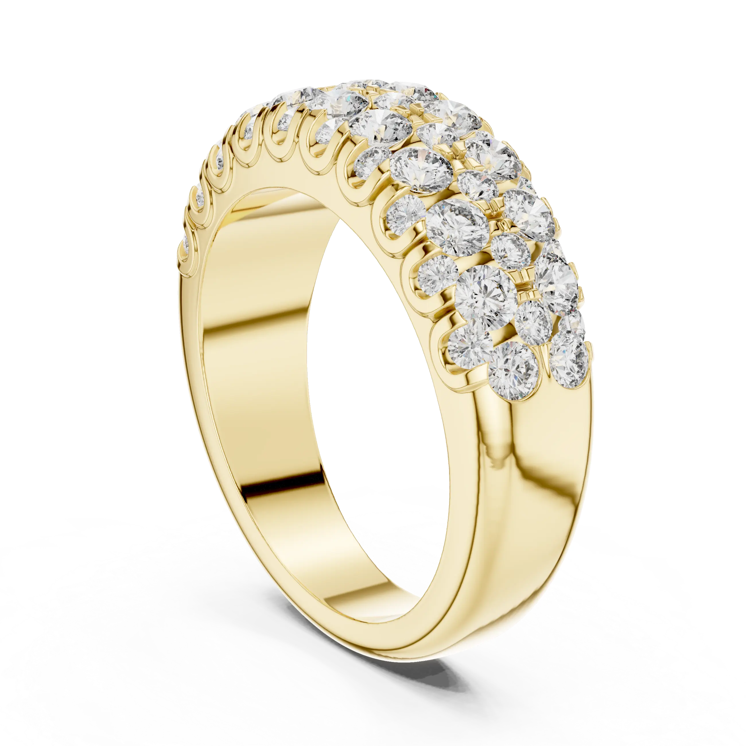 MJR041 - Round Multi Row Micro Pavé Statement Ring