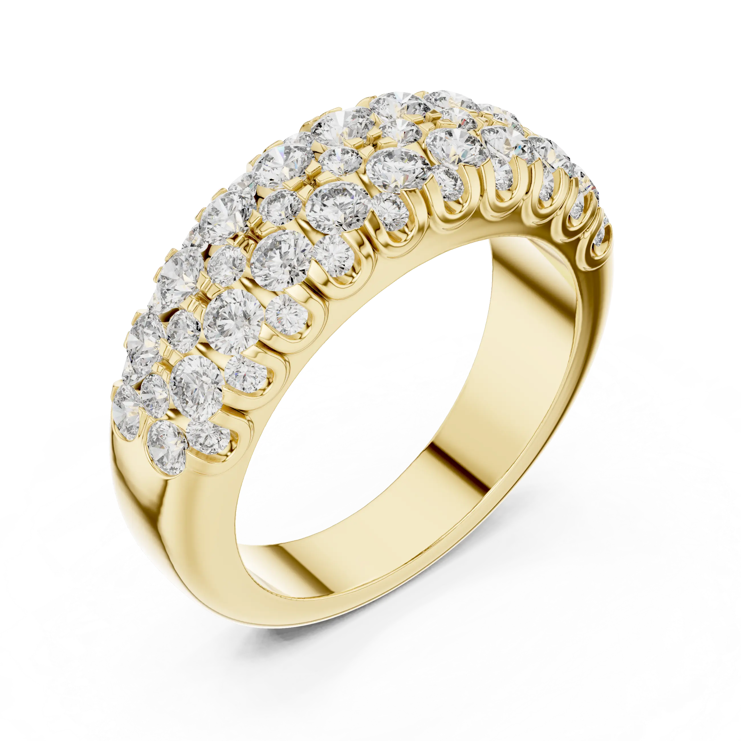 MJR041 - Round Multi Row Micro Pavé Statement Ring
