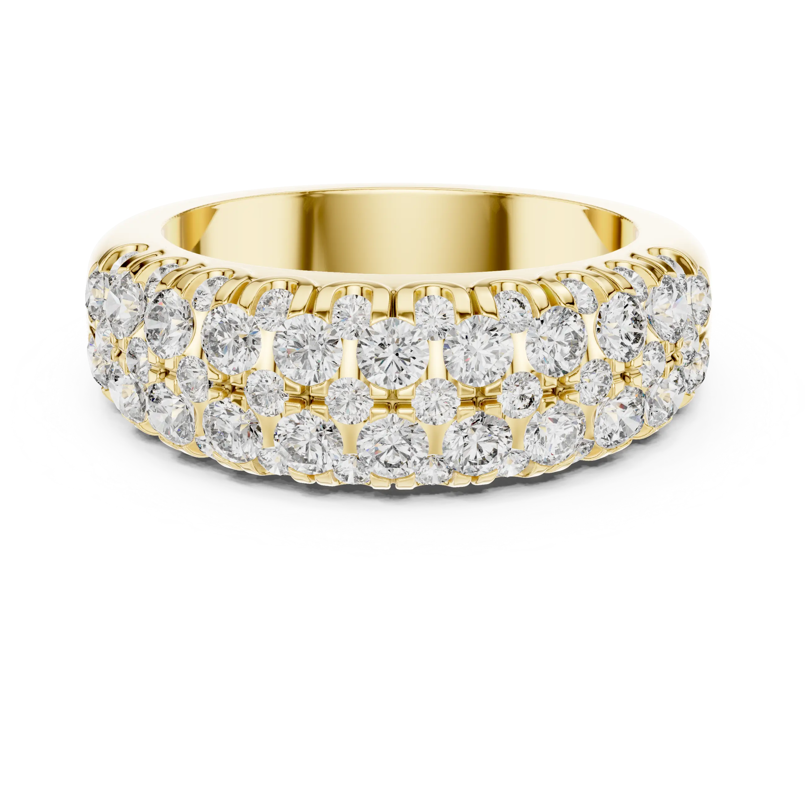 MJR041 - Round Multi Row Micro Pavé Statement Ring