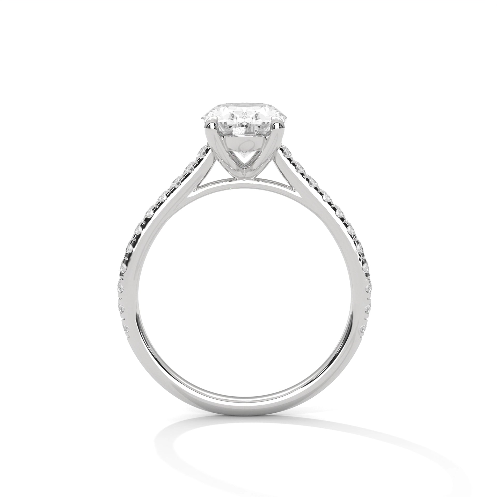MJBS1 - Oval Solitaire Engagement Ring with Delicate Accents