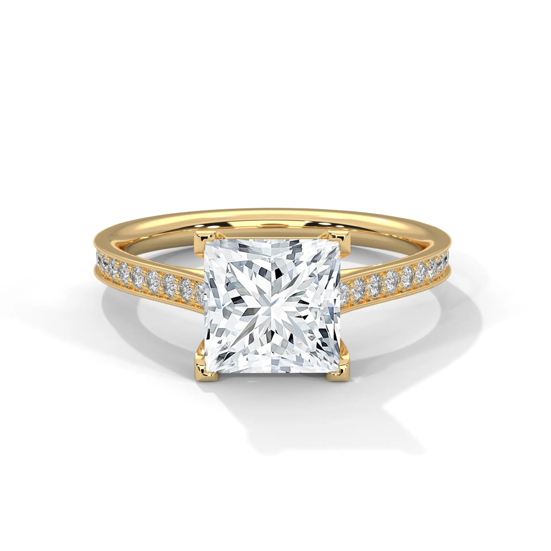 MJBS53 - Classic Silhouette Princess Prong-Set Wedding Band