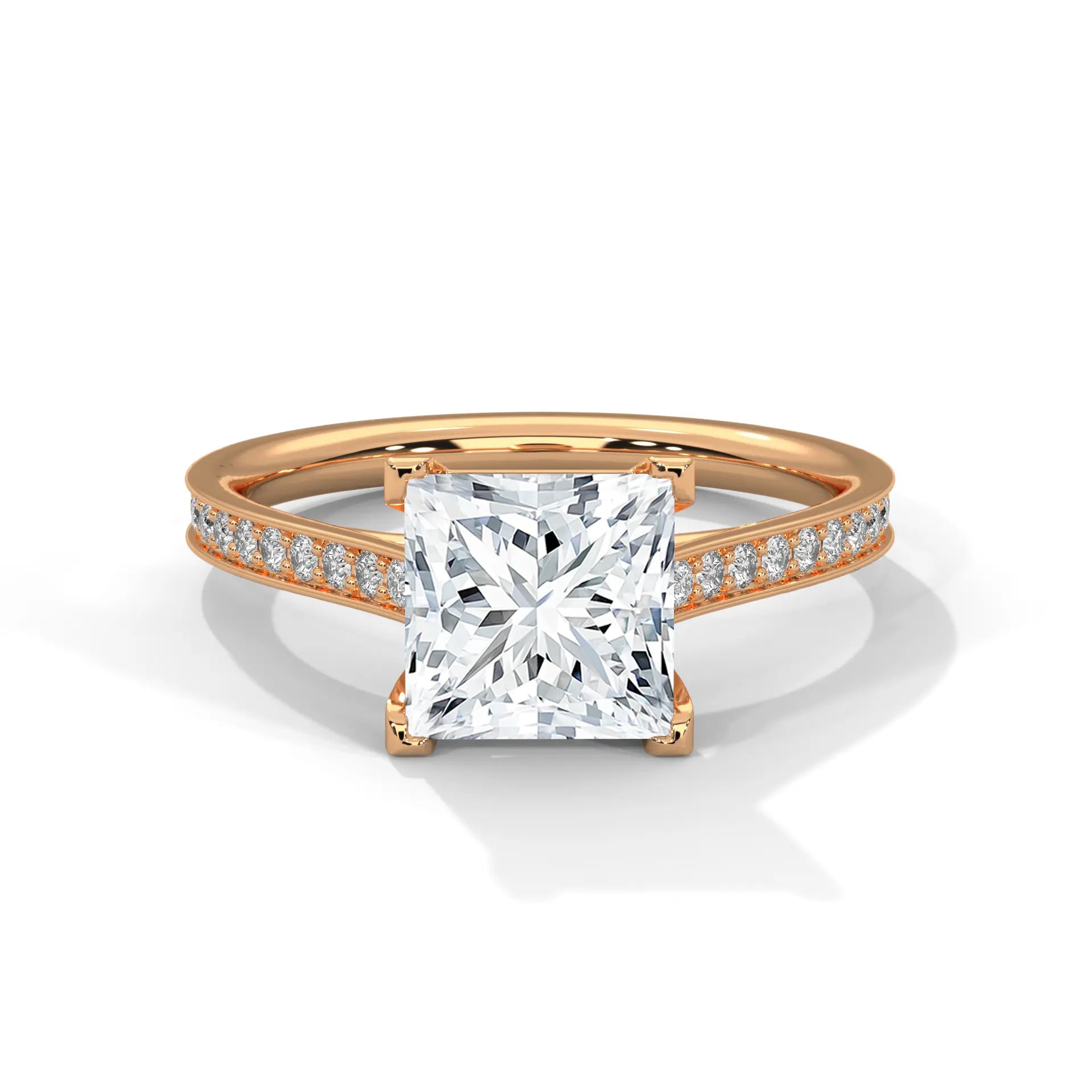 MJBS53 - Classic Silhouette Princess Prong-Set Wedding Band