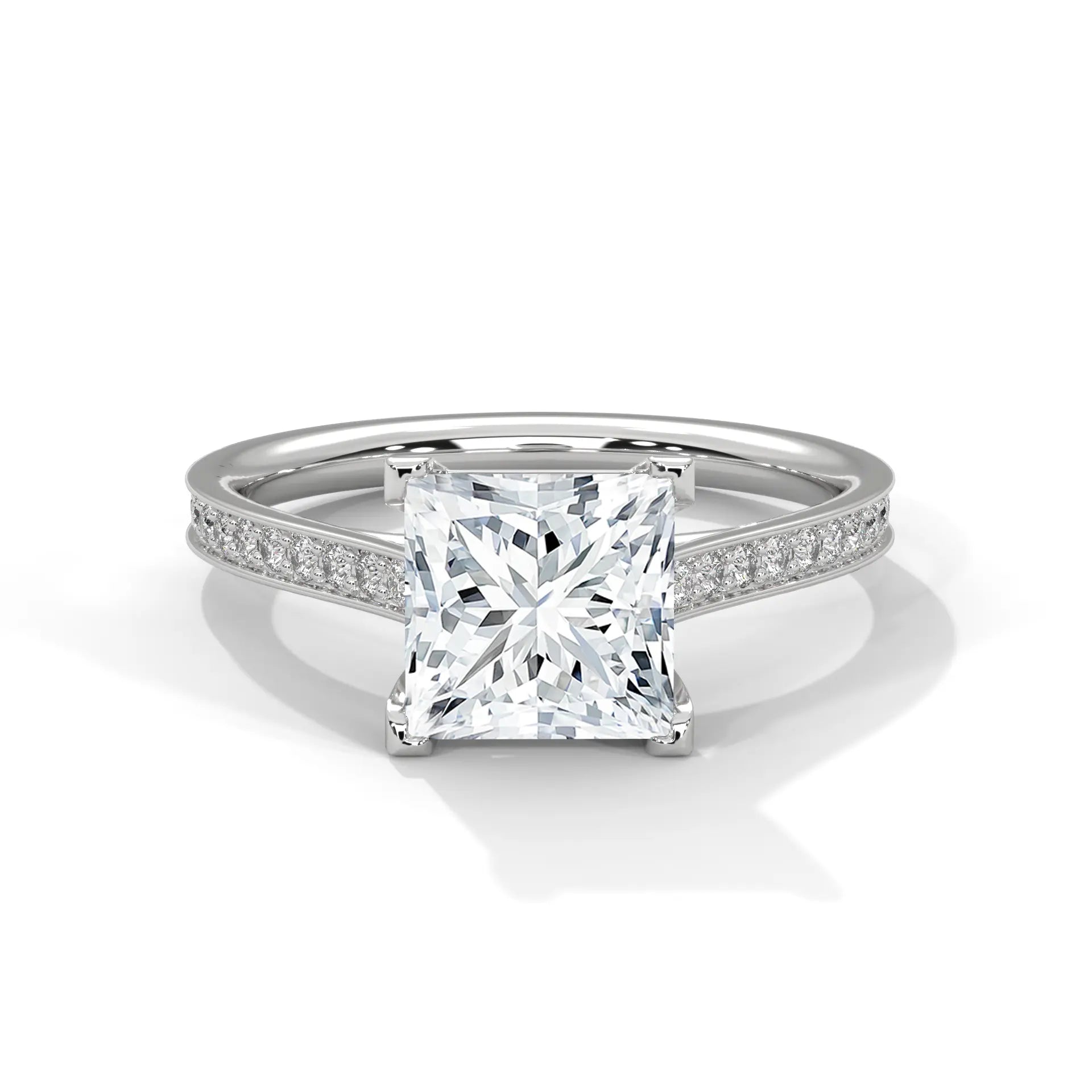 MJBS53 - Classic Silhouette Princess Prong-Set Wedding Band