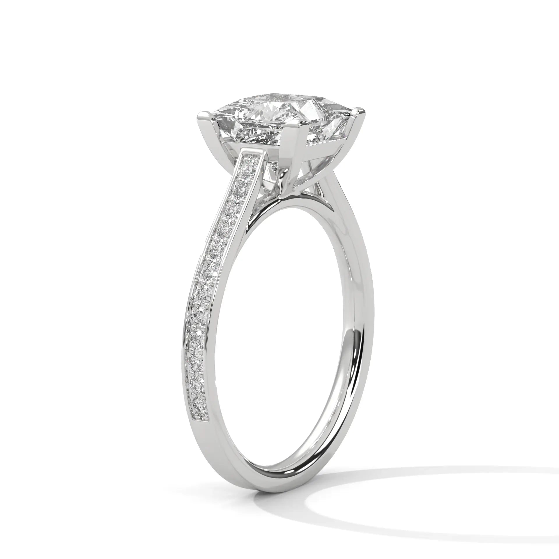MJBS53 - Classic Silhouette Princess Prong-Set Wedding Band