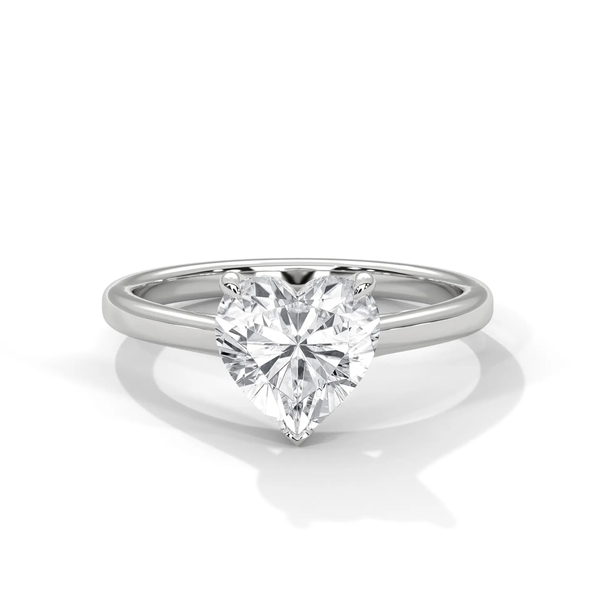 MJBS56 - Heart Shape Solitaire Engagement Ring with Polished Band