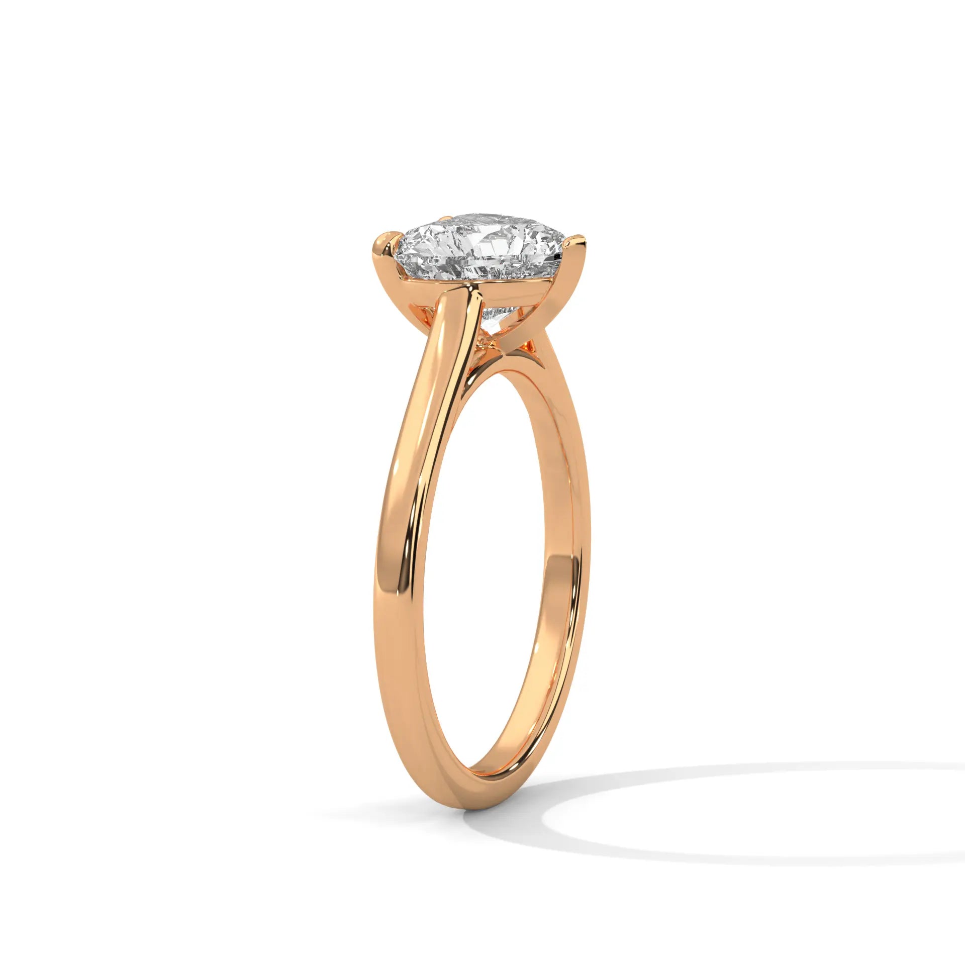 MJBS56 - Heart Shape Solitaire Engagement Ring with Polished Band