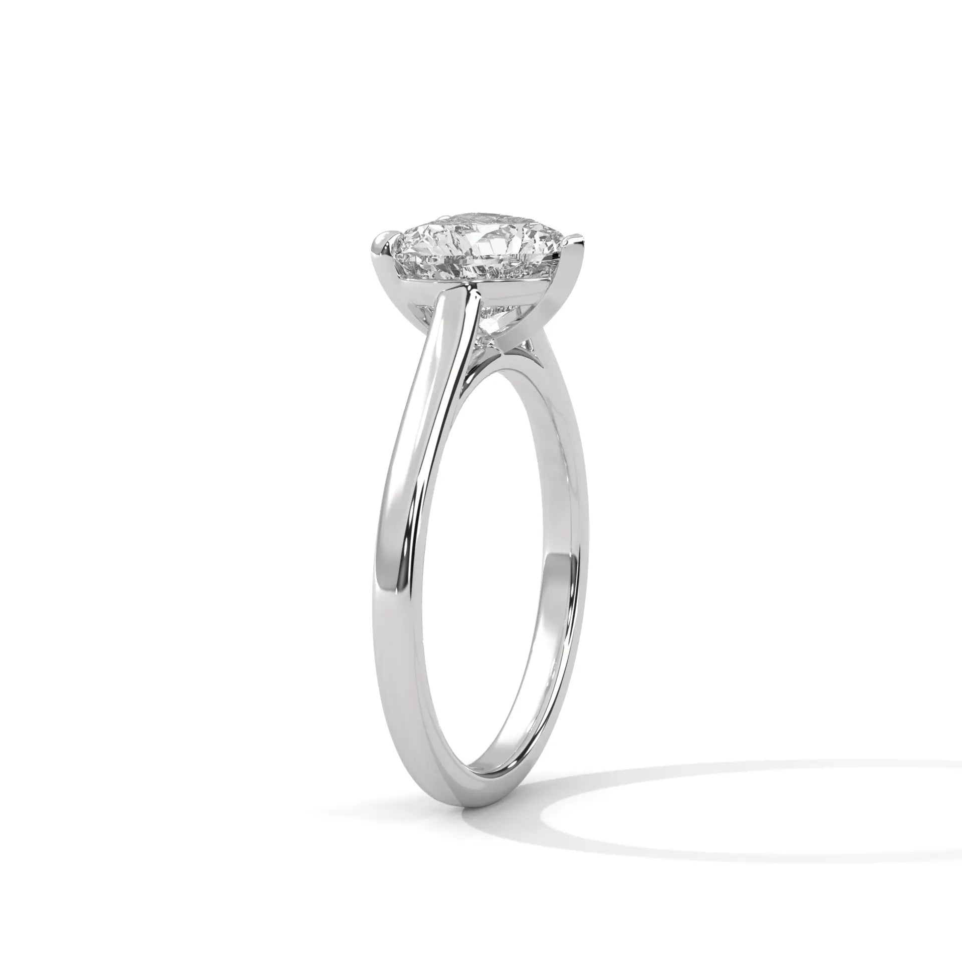 MJBS56 - Heart Shape Solitaire Engagement Ring with Polished Band