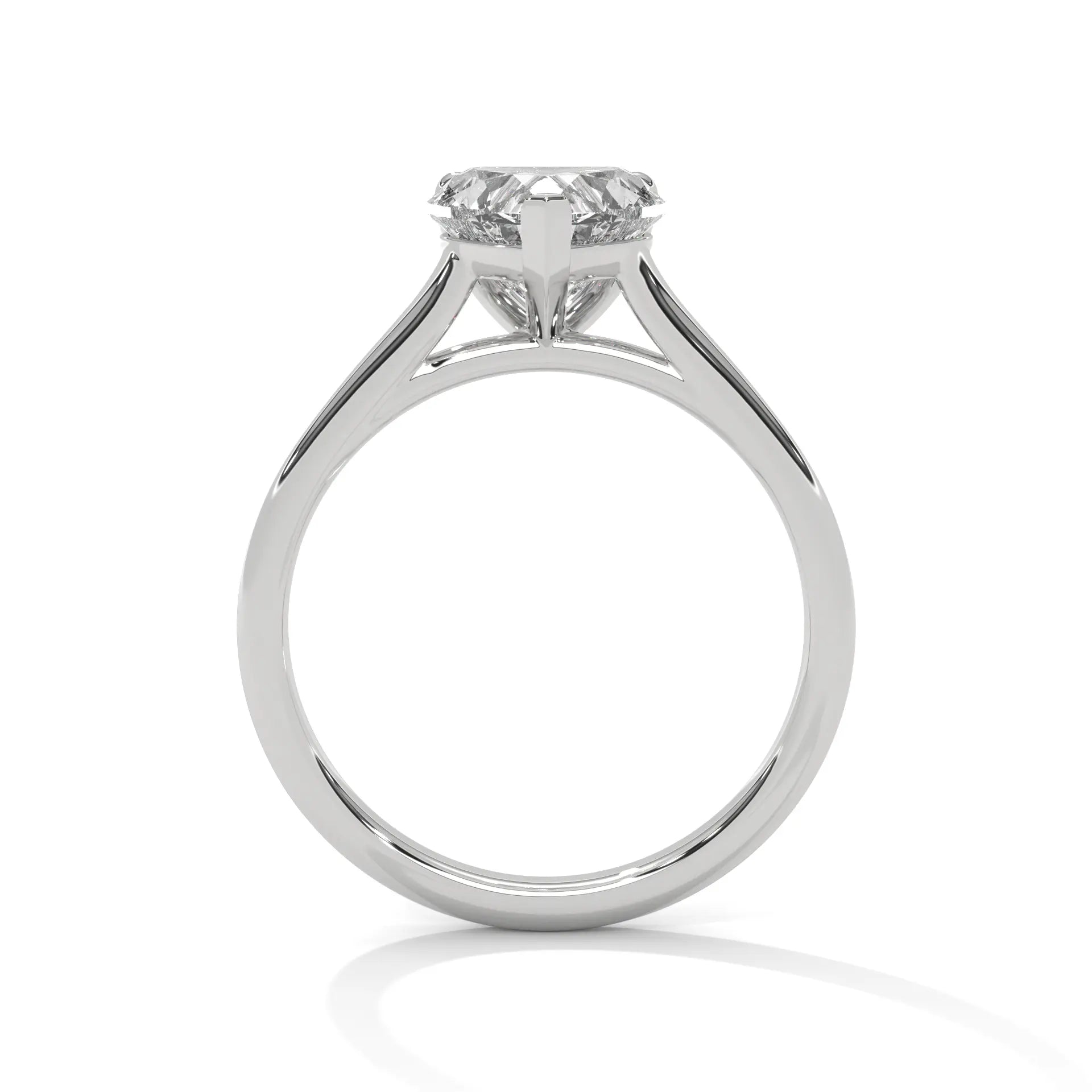 MJBS56 - Heart Shape Solitaire Engagement Ring with Polished Band