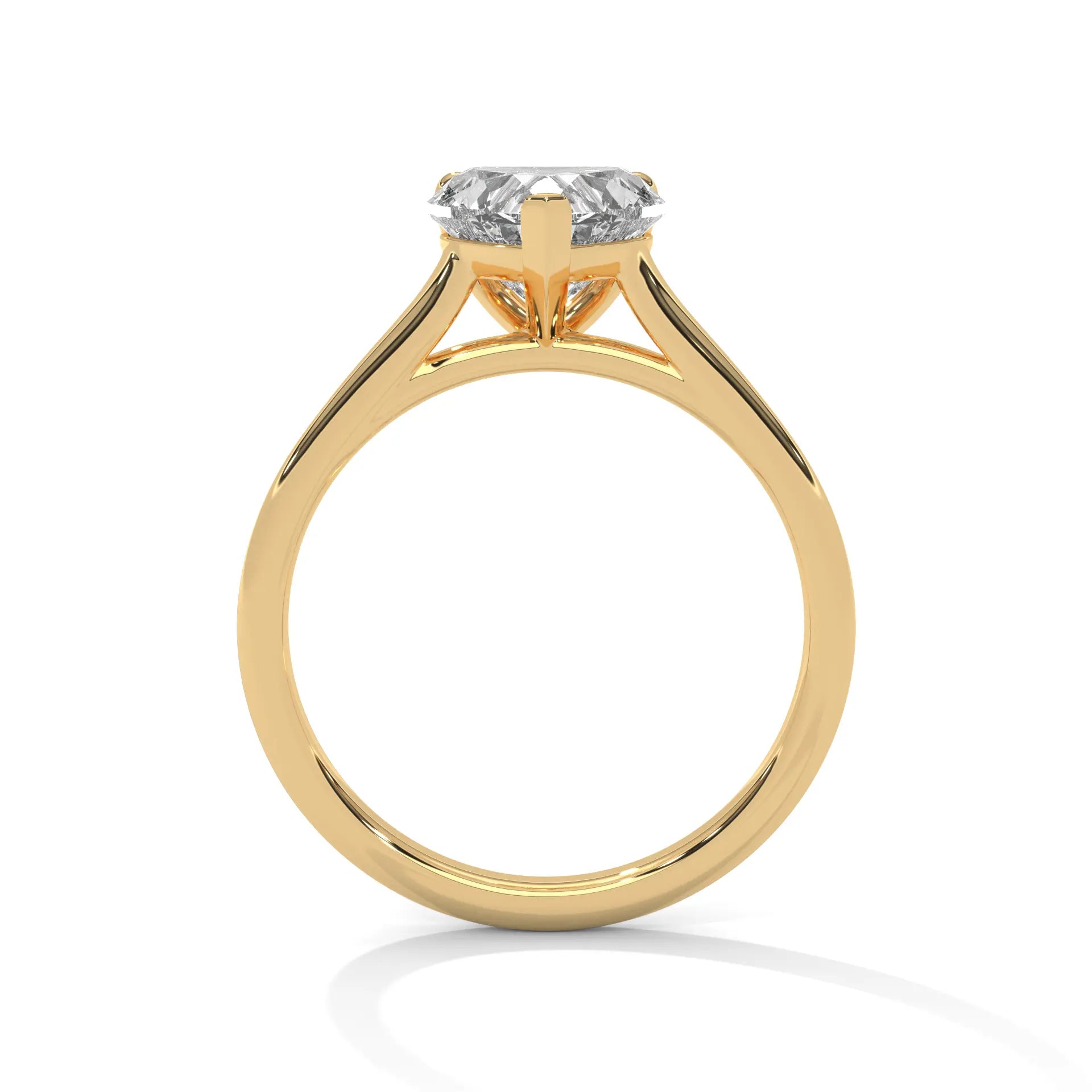 MJBS56 - Heart Shape Solitaire Engagement Ring with Polished Band