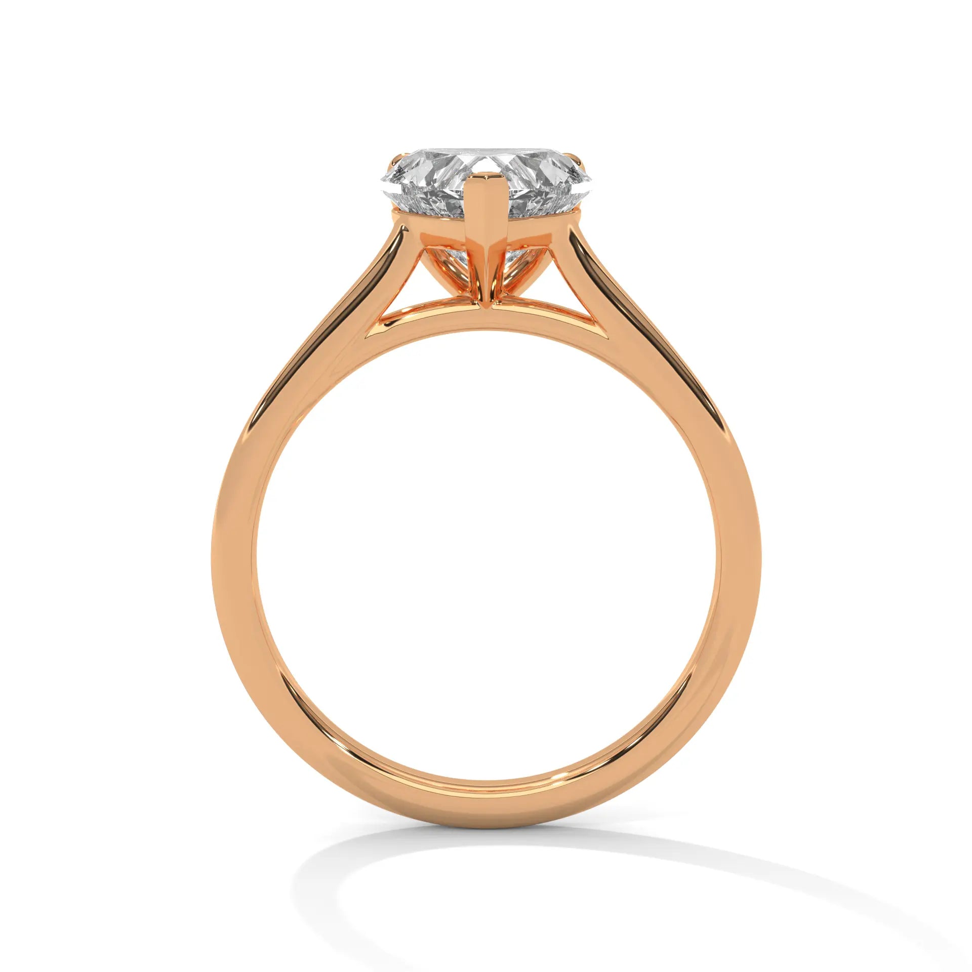 MJBS56 - Heart Shape Solitaire Engagement Ring with Polished Band