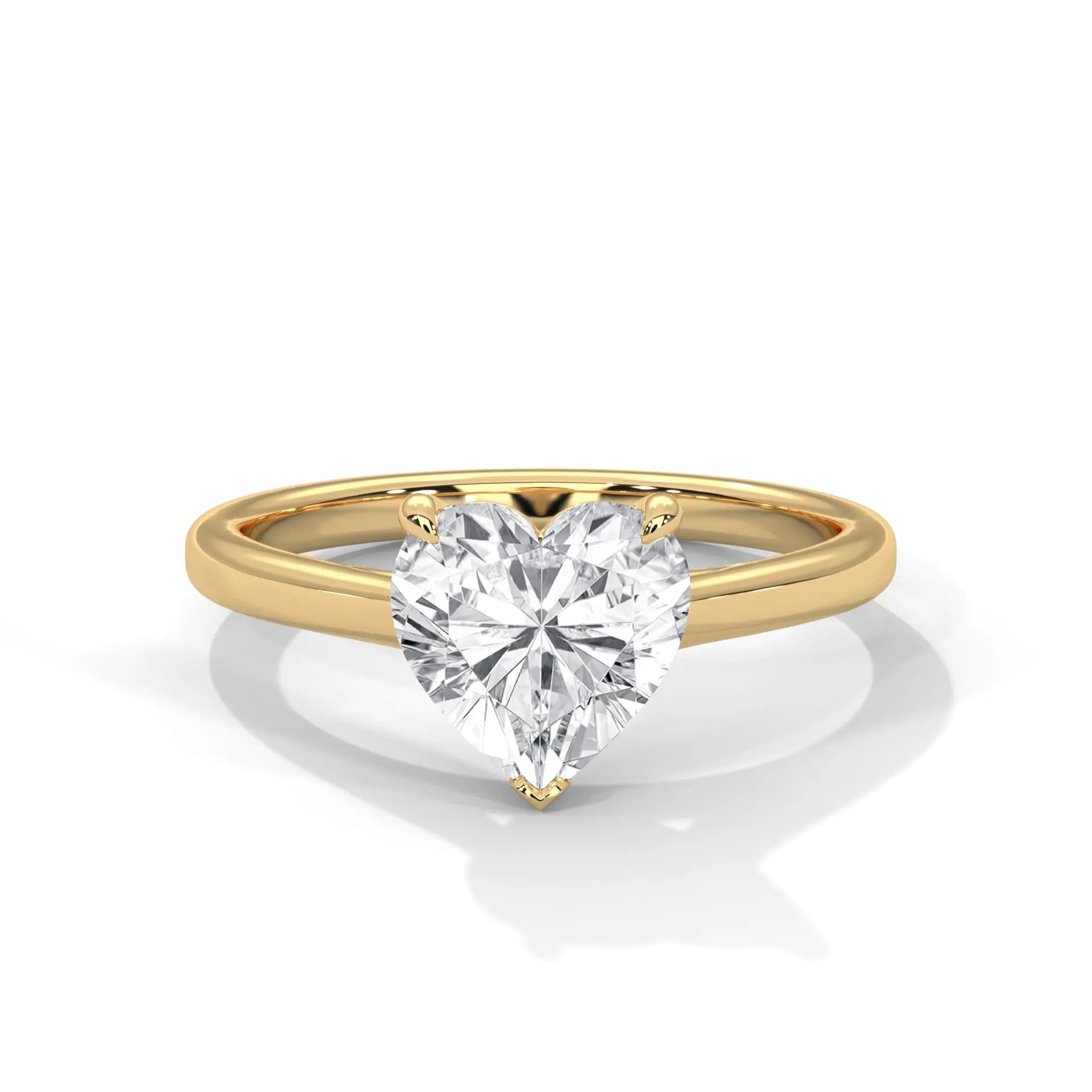 MJBS56 - Heart Shape Solitaire Engagement Ring with Polished Band