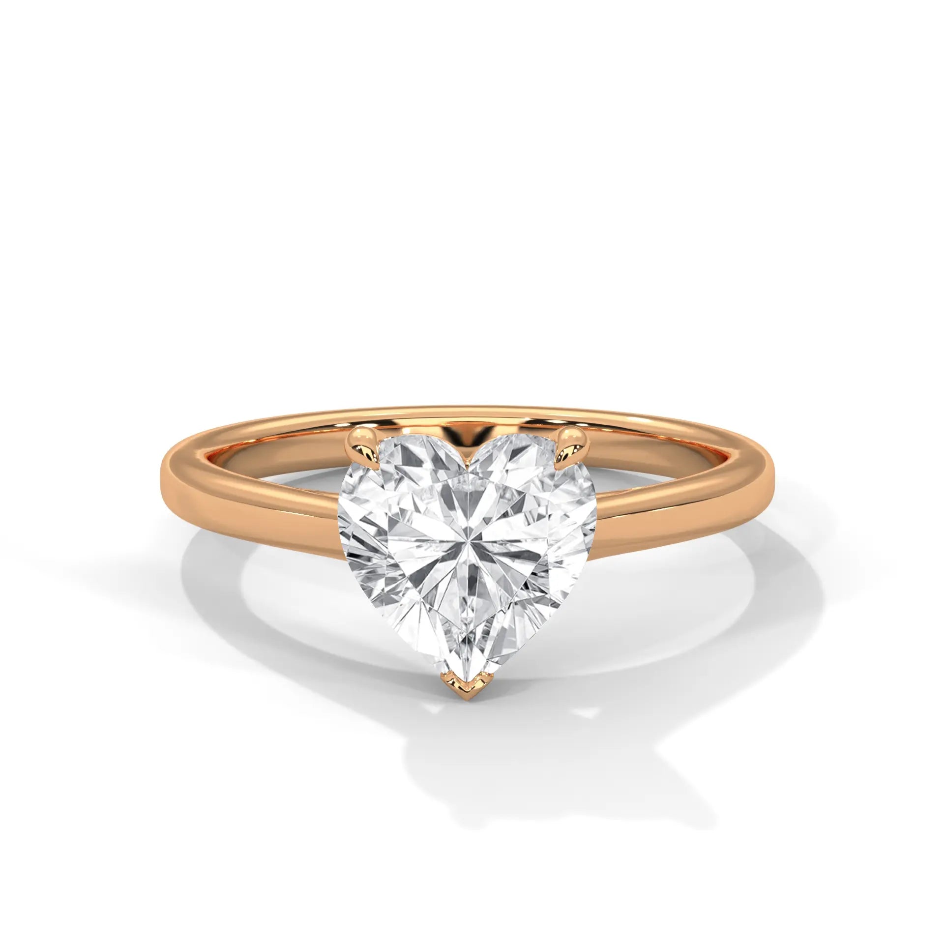 MJBS56 - Heart Shape Solitaire Engagement Ring with Polished Band
