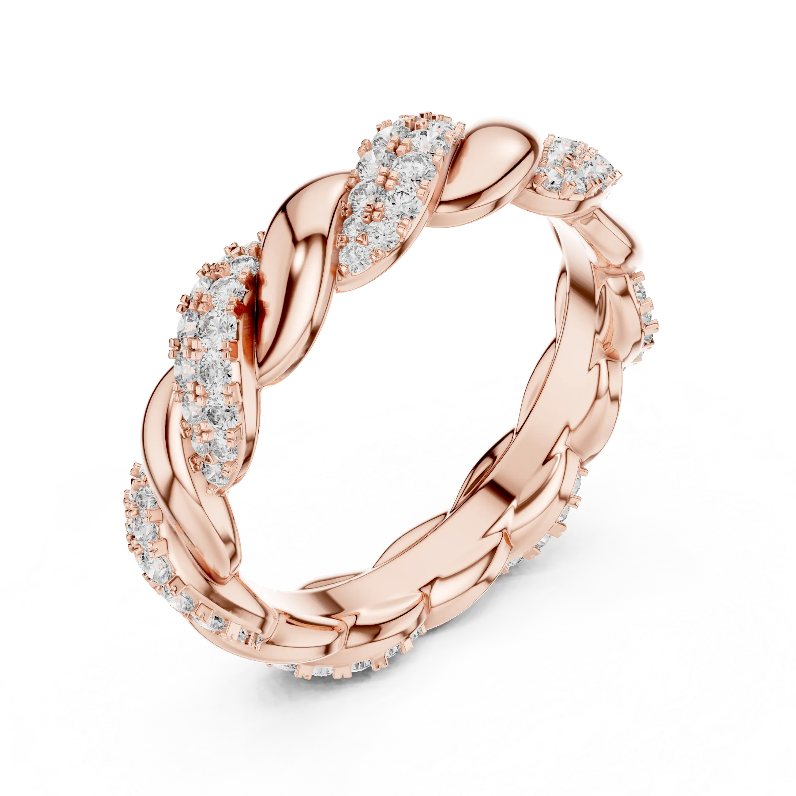 MJET004 - Elegant Woven Entwined Pavé Silhouette Wedding Band