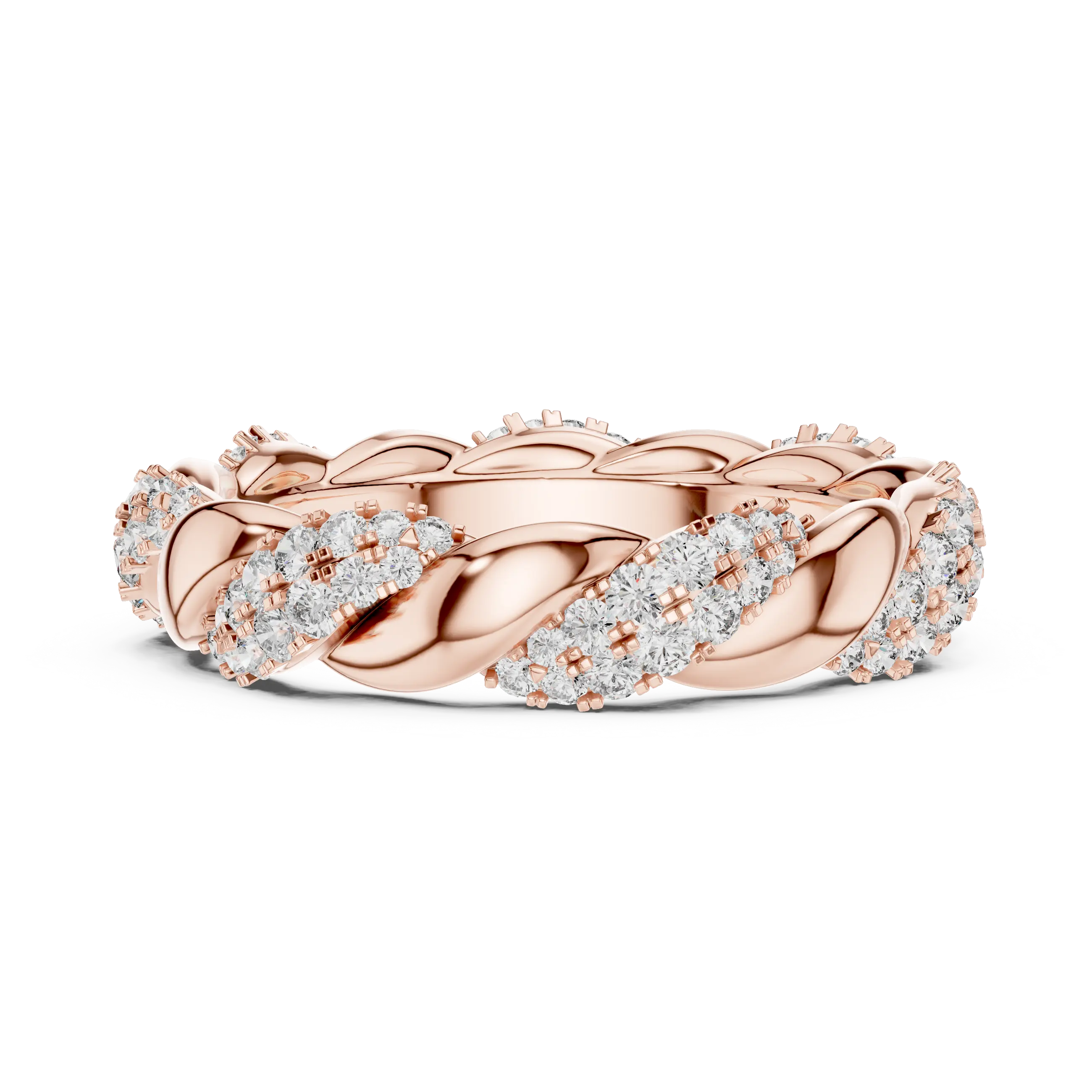 MJET004 - Elegant Woven Entwined Pavé Silhouette Wedding Band
