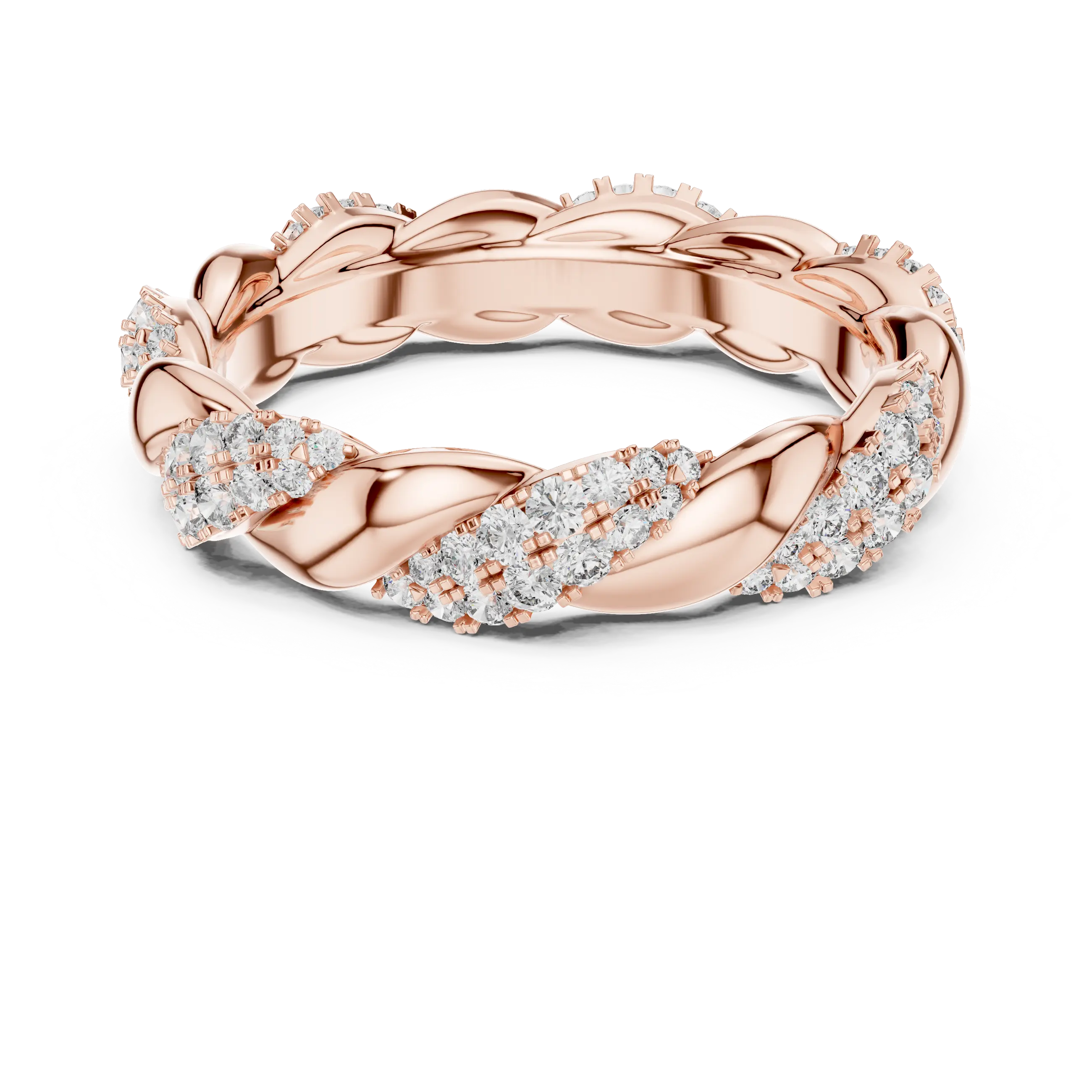 MJET004 - Elegant Woven Entwined Pavé Silhouette Wedding Band
