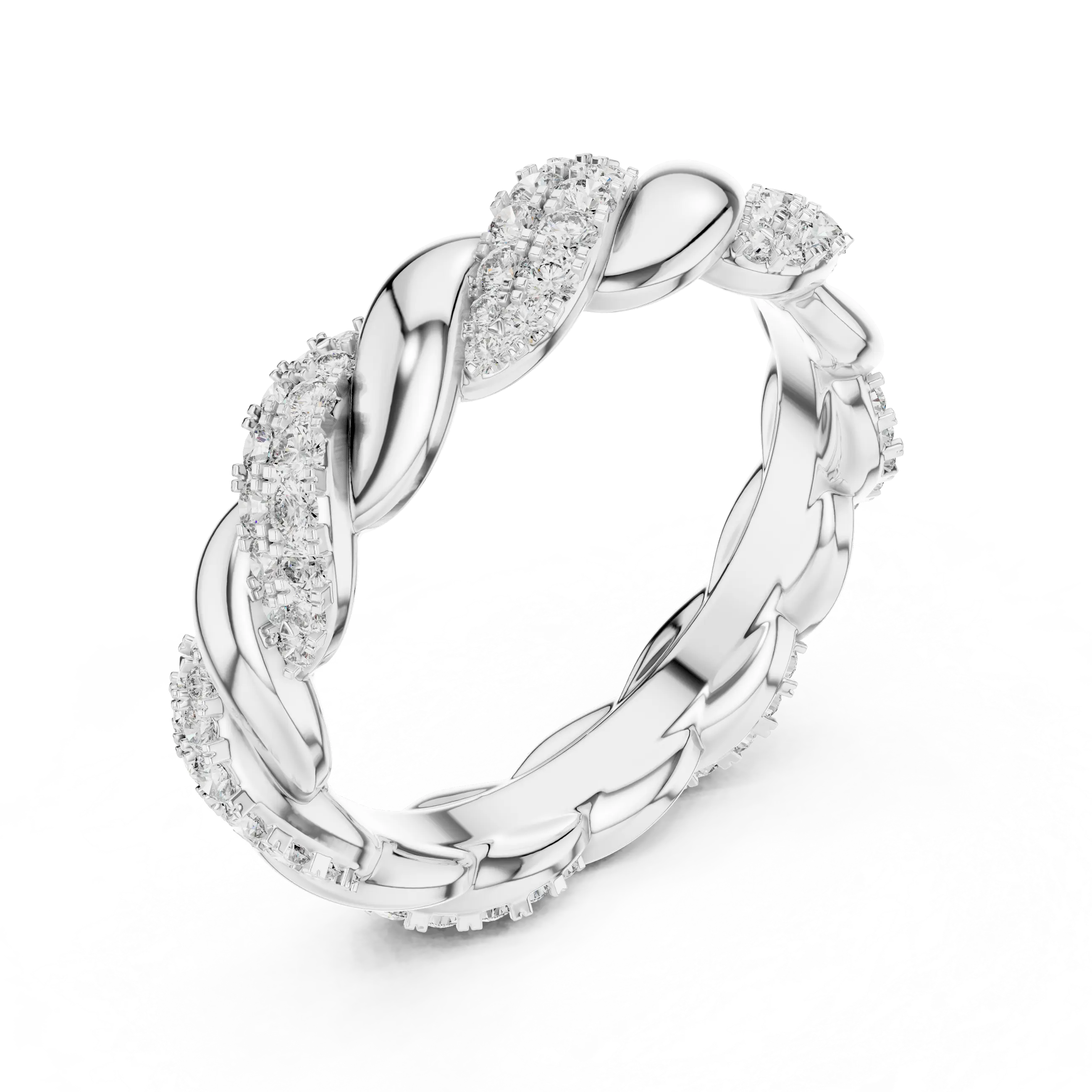 MJET004 - Elegant Woven Entwined Pavé Silhouette Wedding Band
