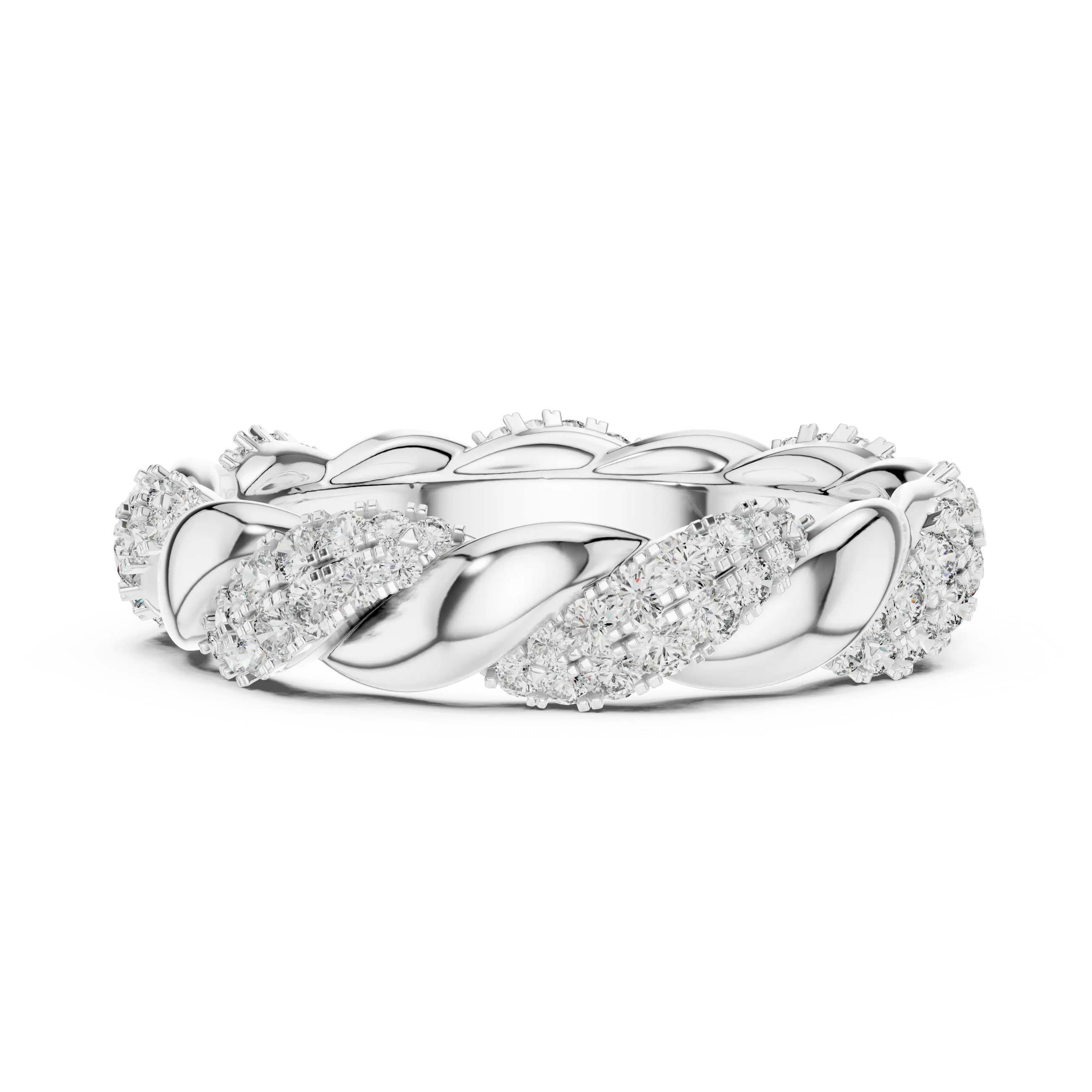 MJET004 - Elegant Woven Entwined Pavé Silhouette Wedding Band