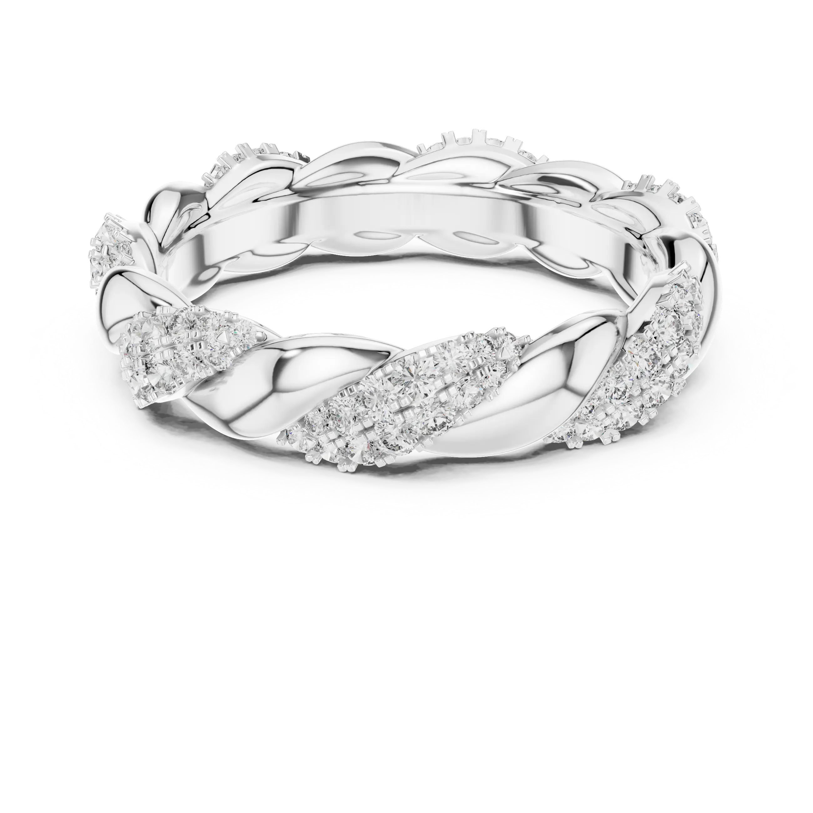 MJET004 - Elegant Woven Entwined Pavé Silhouette Wedding Band