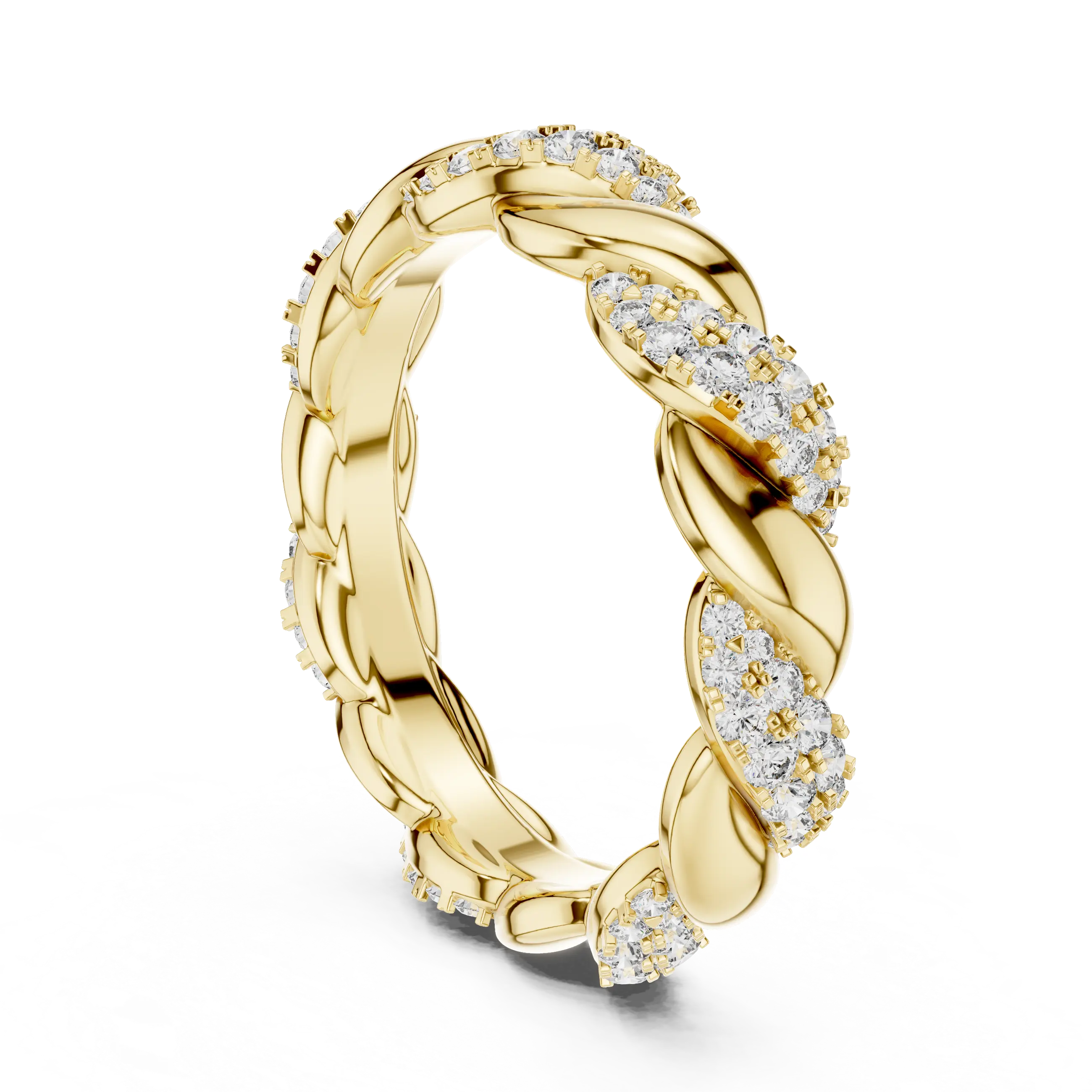 MJET004 - Elegant Woven Entwined Pavé Silhouette Wedding Band
