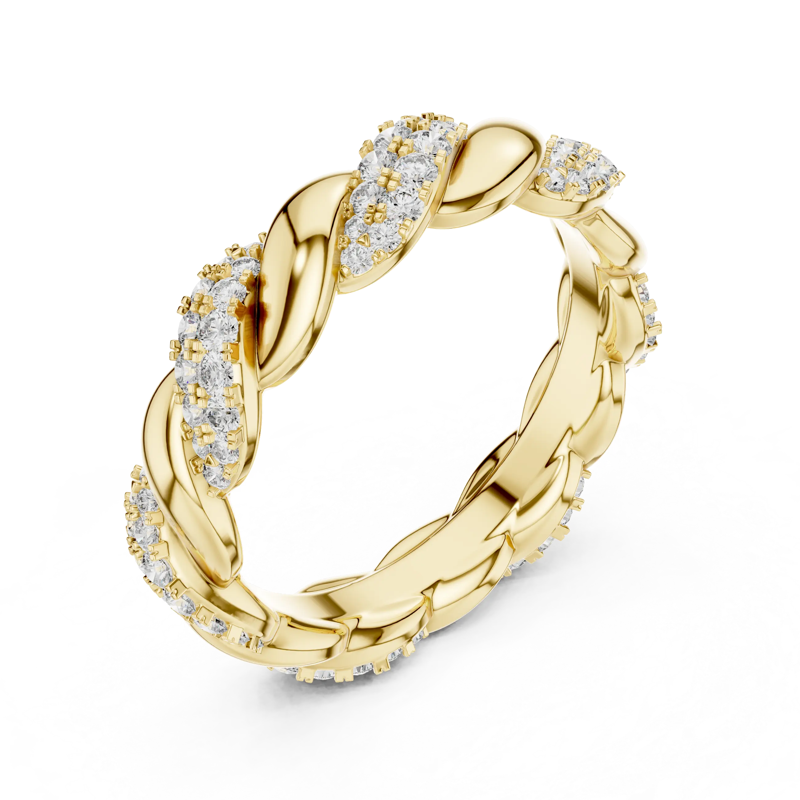MJET004 - Elegant Woven Entwined Pavé Silhouette Wedding Band