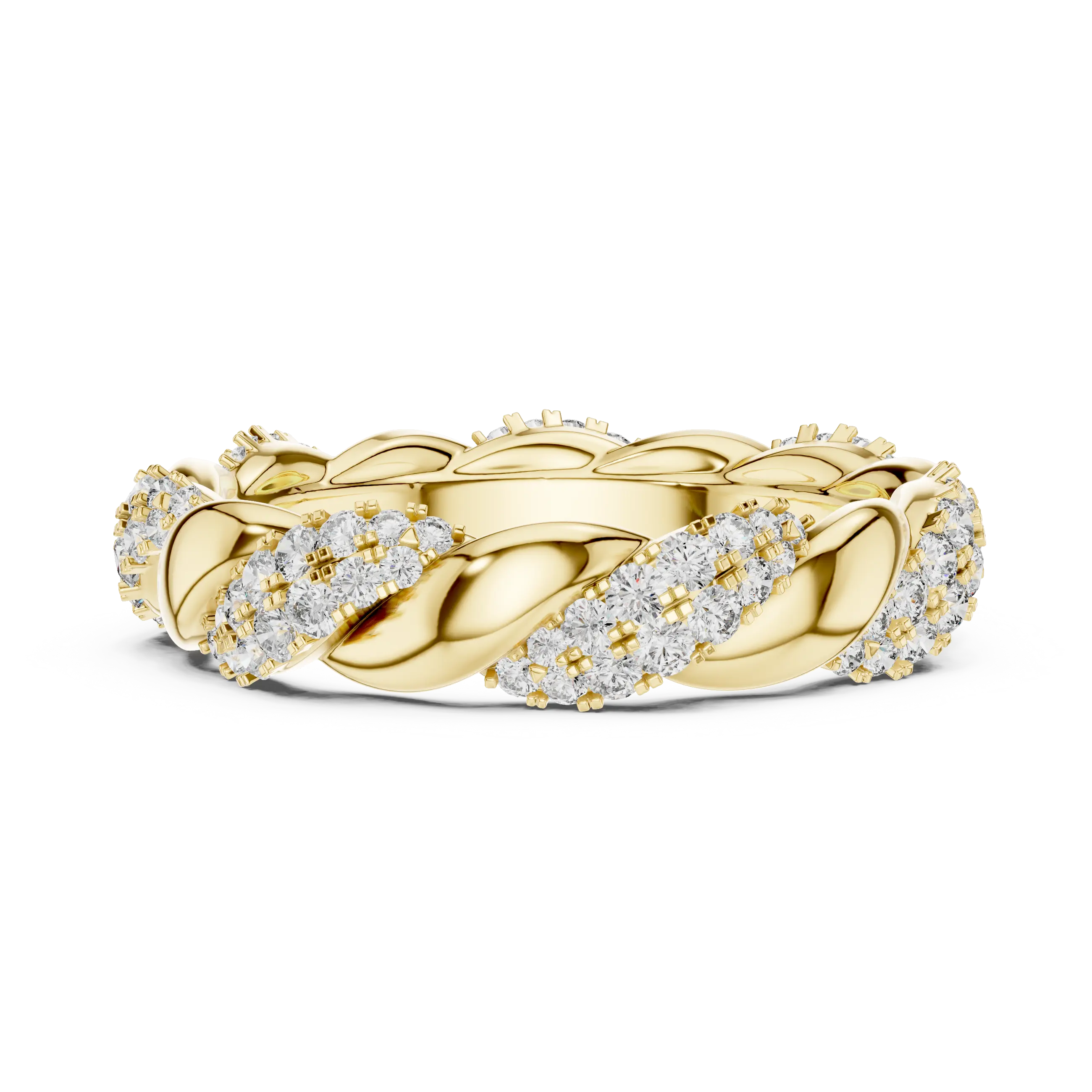 MJET004 - Elegant Woven Entwined Pavé Silhouette Wedding Band