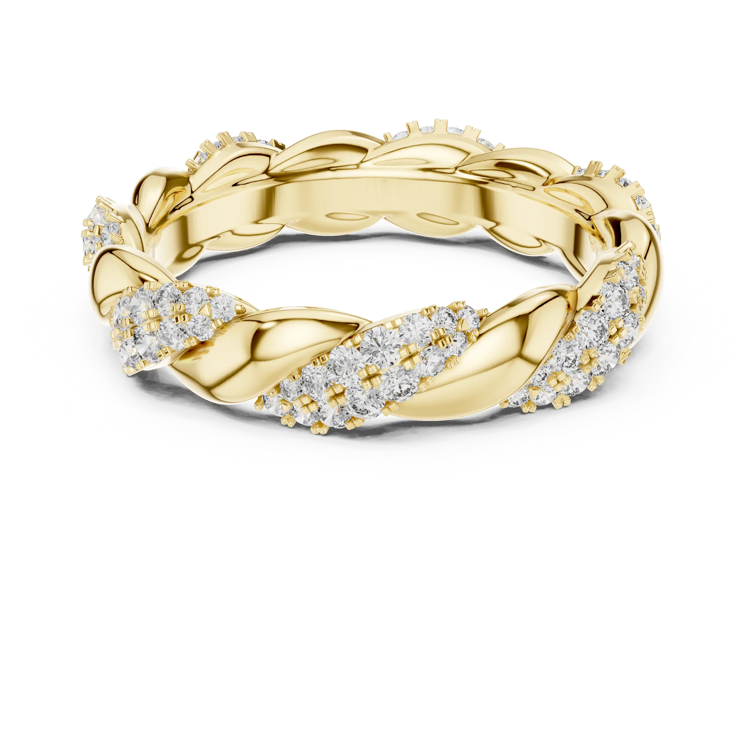 MJET004 - Elegant Woven Entwined Pavé Silhouette Wedding Band