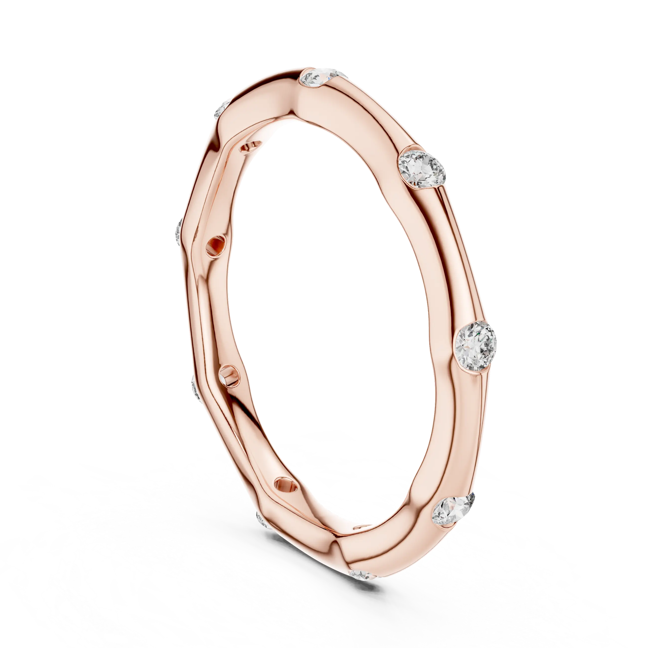 MJET005 - Round Brilliant Flush Set Wavy Eternity Band
