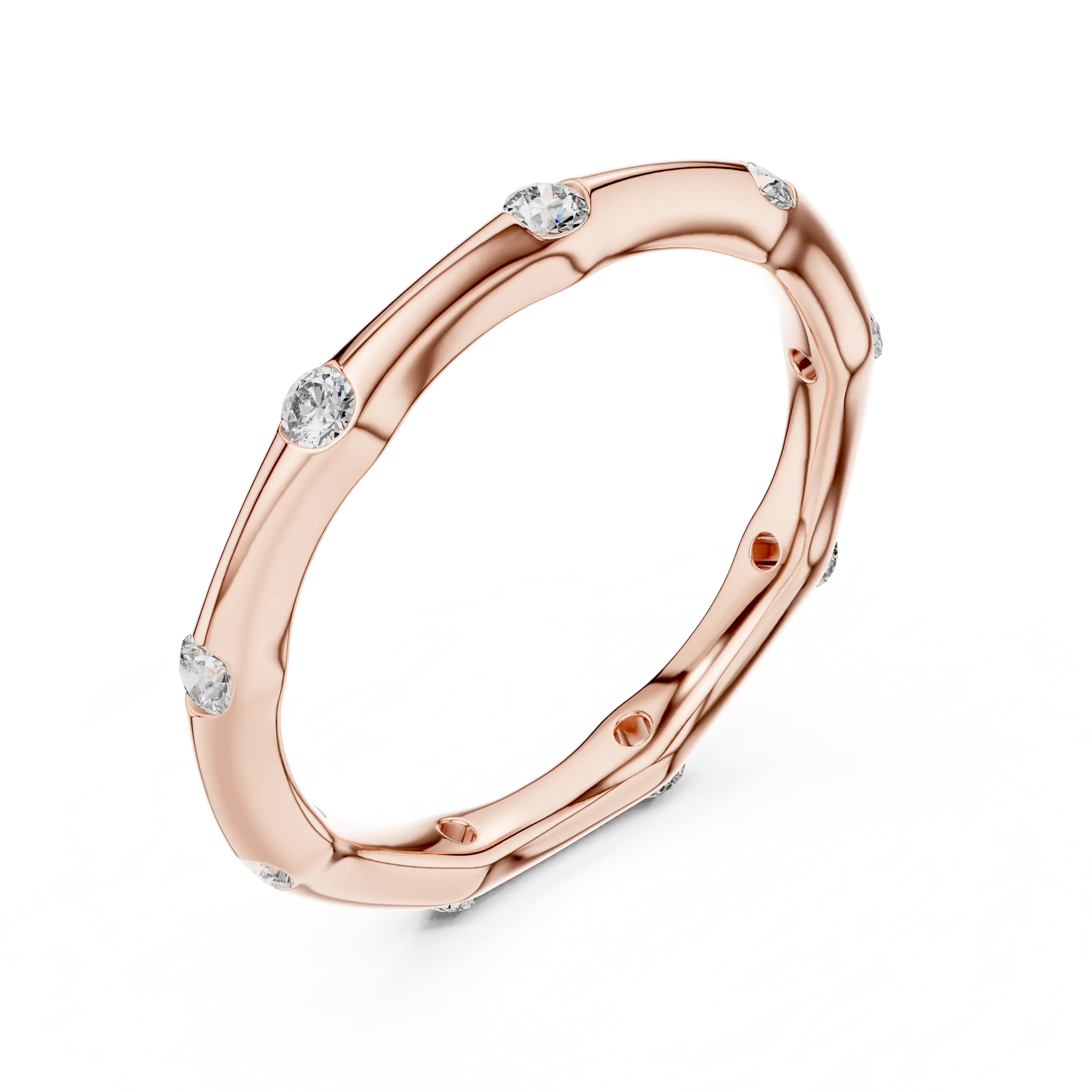 MJET005 - Round Brilliant Flush Set Wavy Eternity Band
