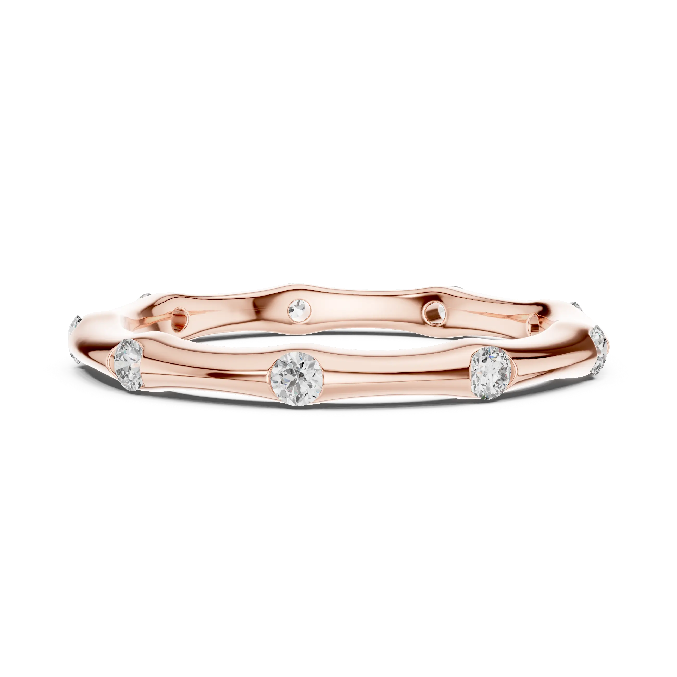 MJET005 - Round Brilliant Flush Set Wavy Eternity Band
