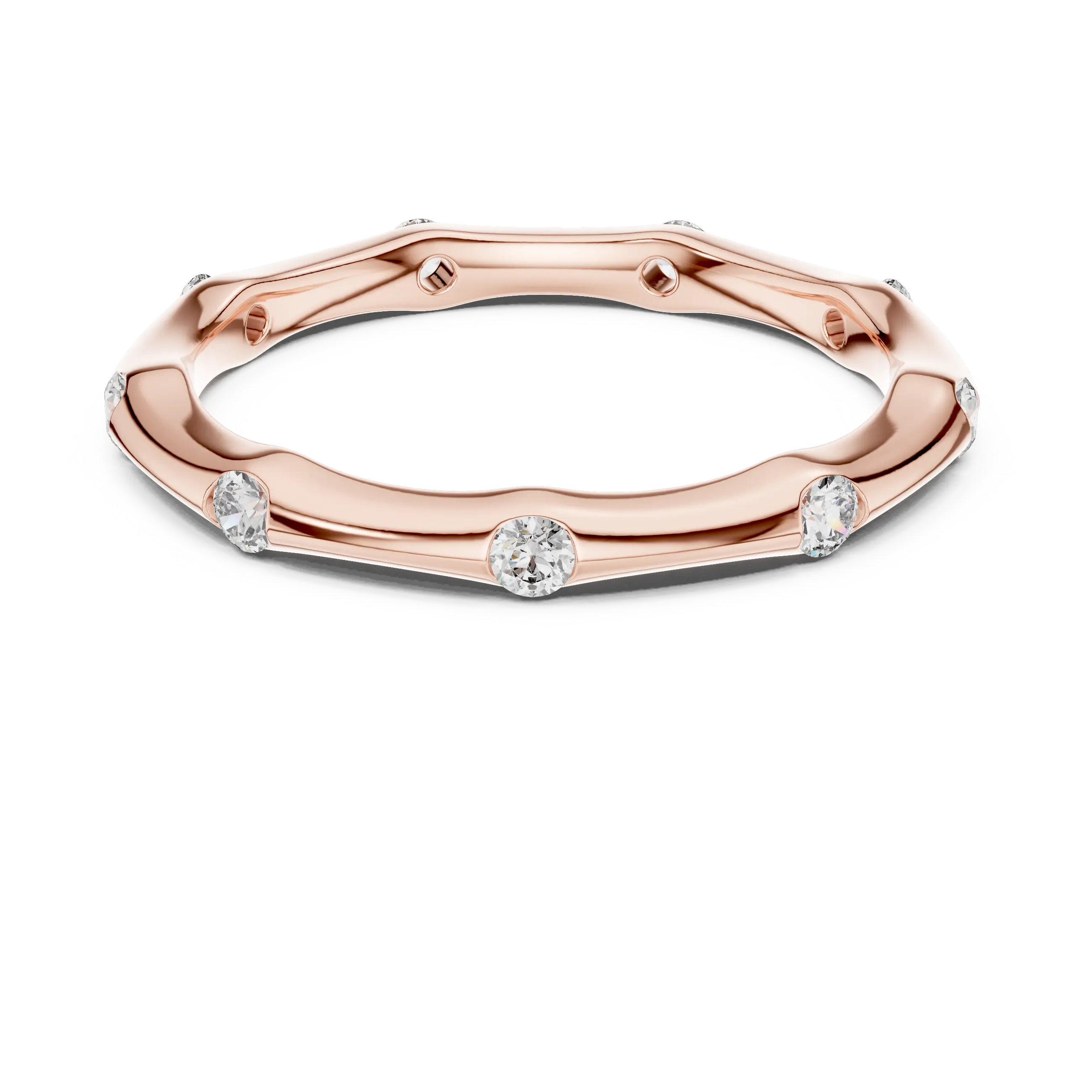 MJET005 - Round Brilliant Flush Set Wavy Eternity Band