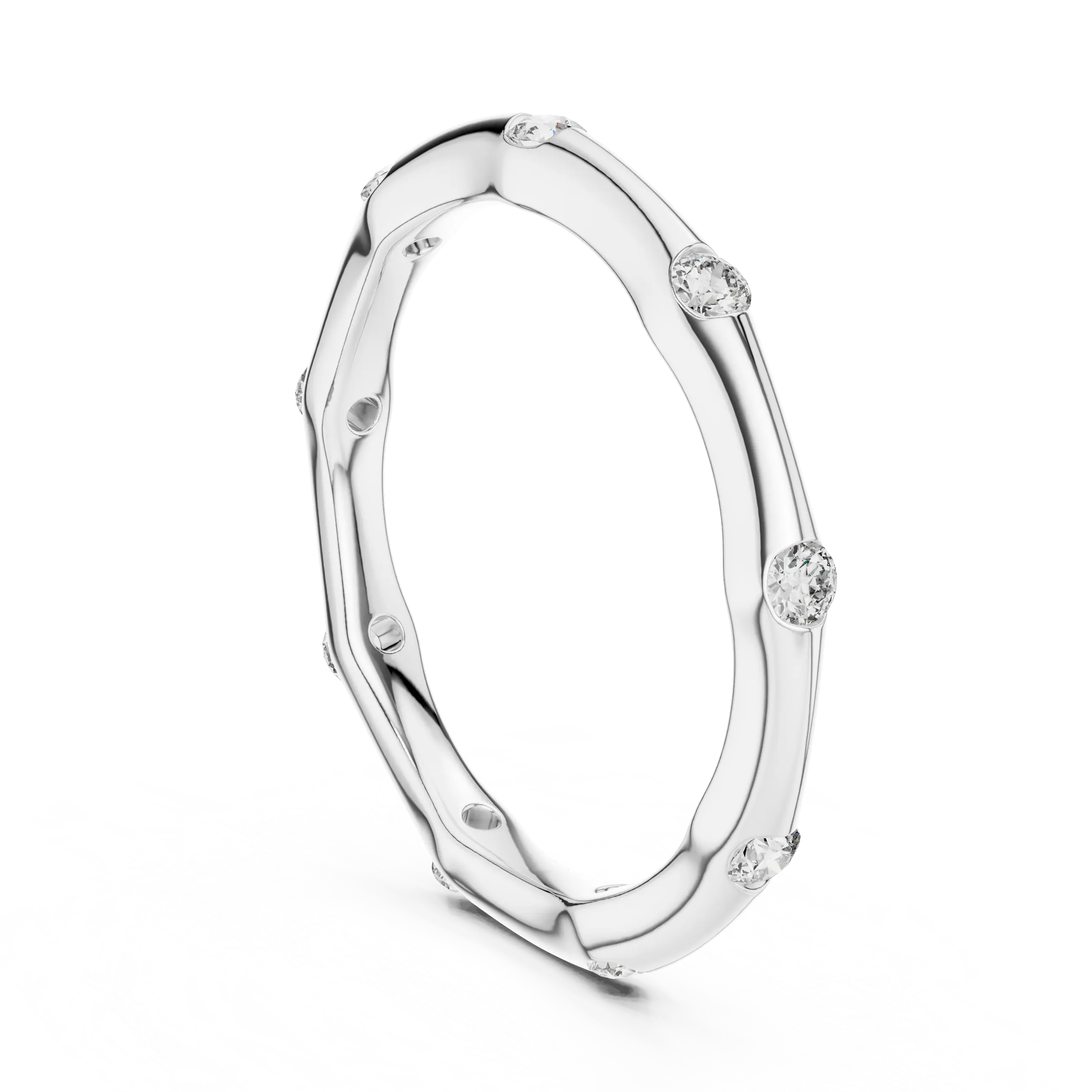 MJET005 - Round Brilliant Flush Set Wavy Eternity Band