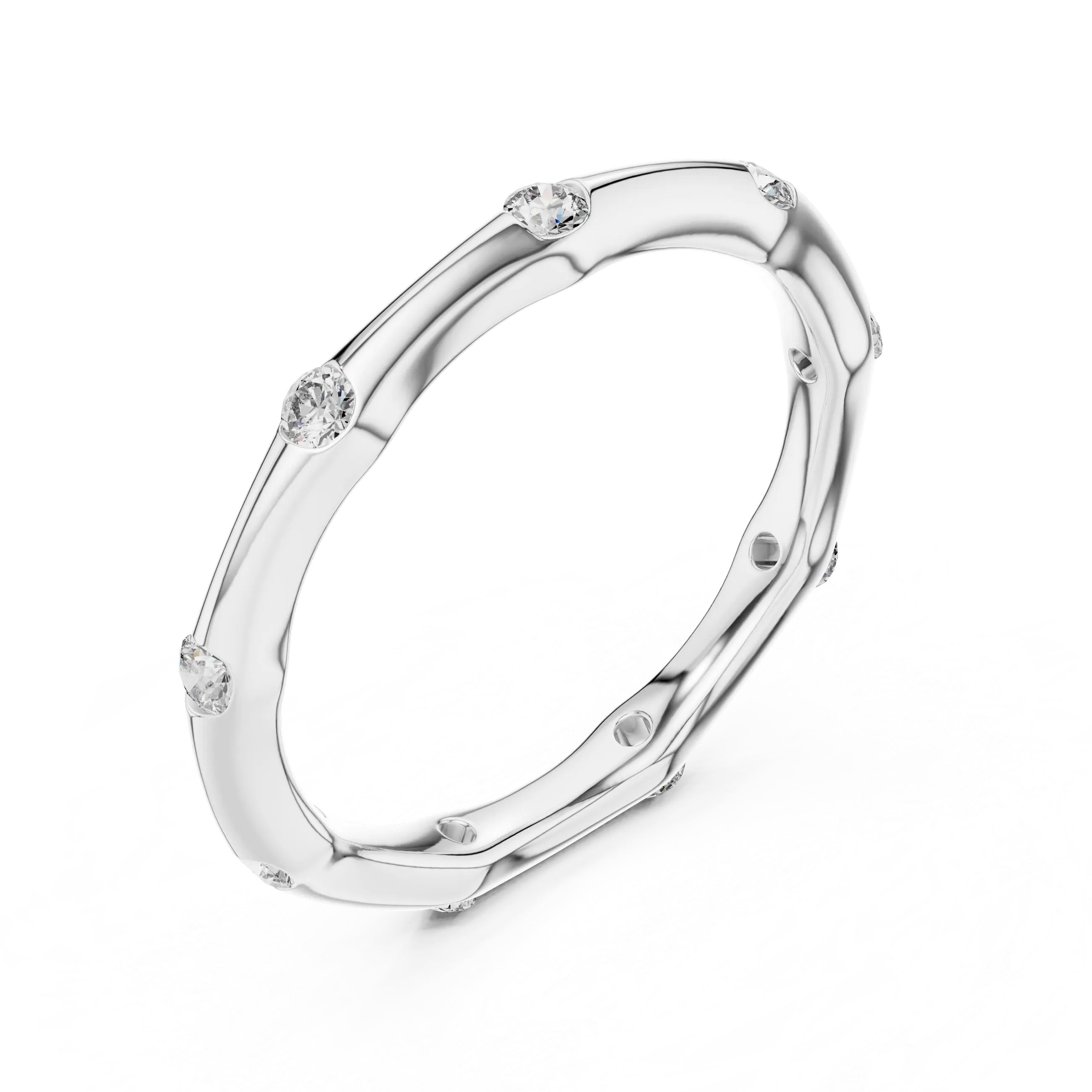 MJET005 - Round Brilliant Flush Set Wavy Eternity Band