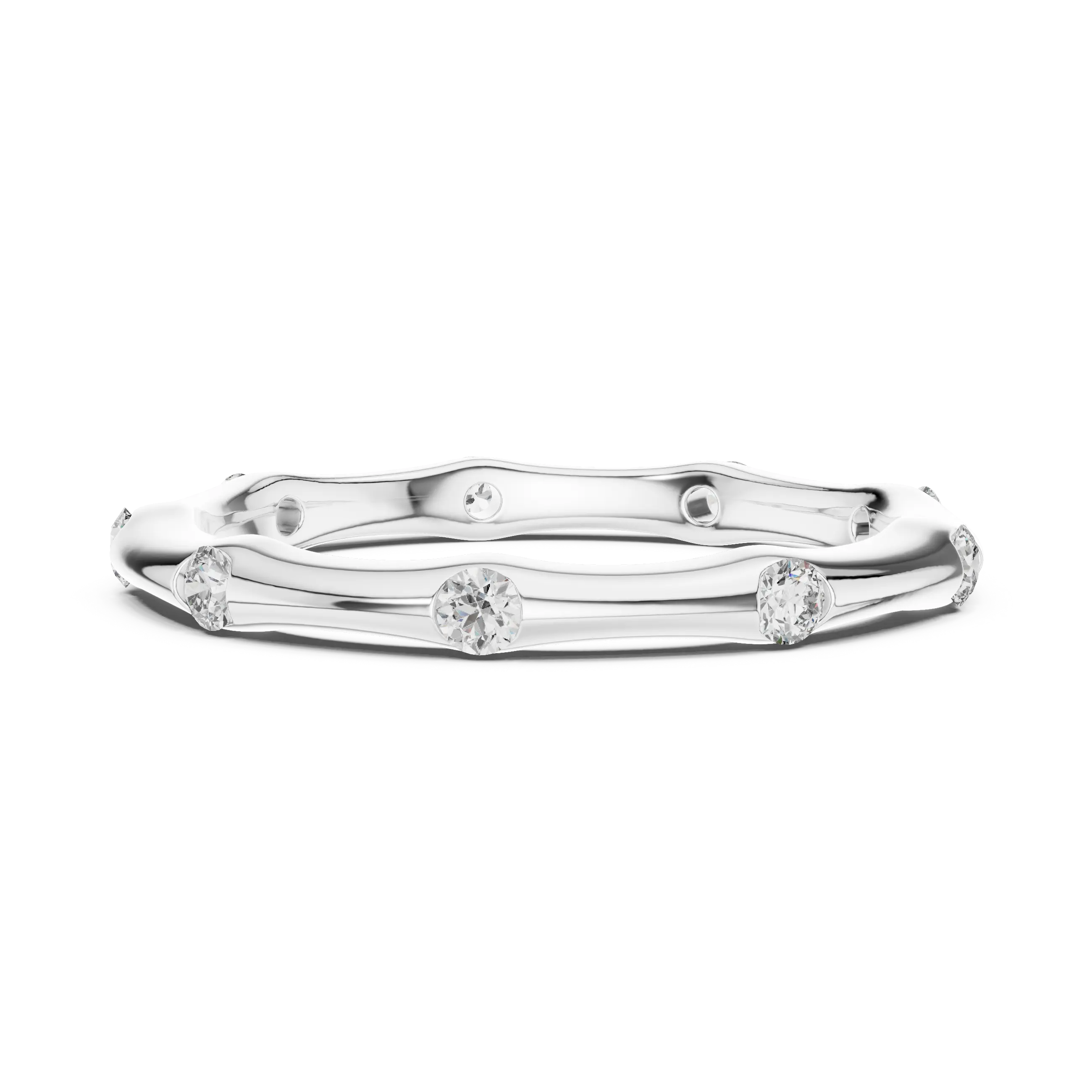 MJET005 - Round Brilliant Flush Set Wavy Eternity Band