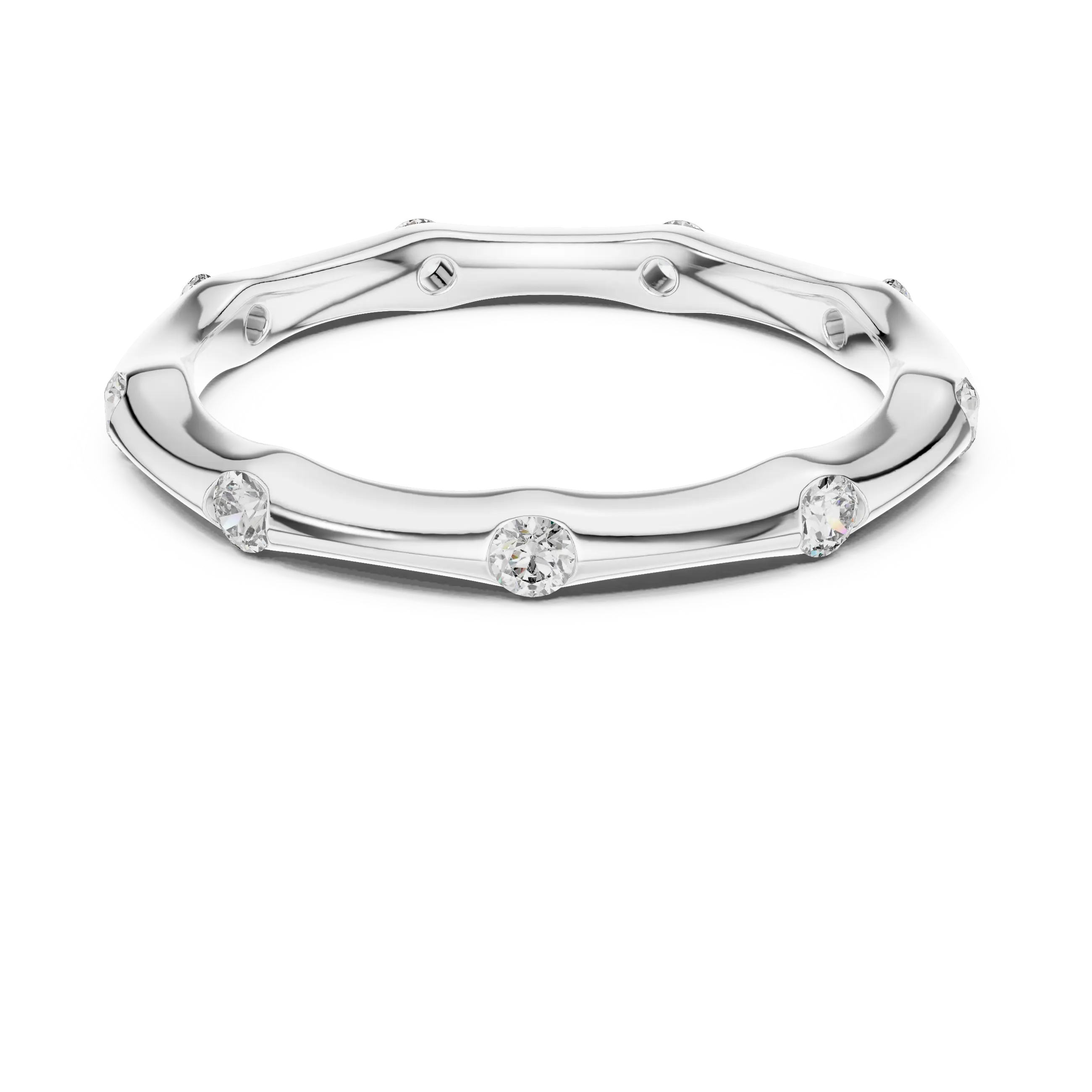 MJET005 - Round Brilliant Flush Set Wavy Eternity Band